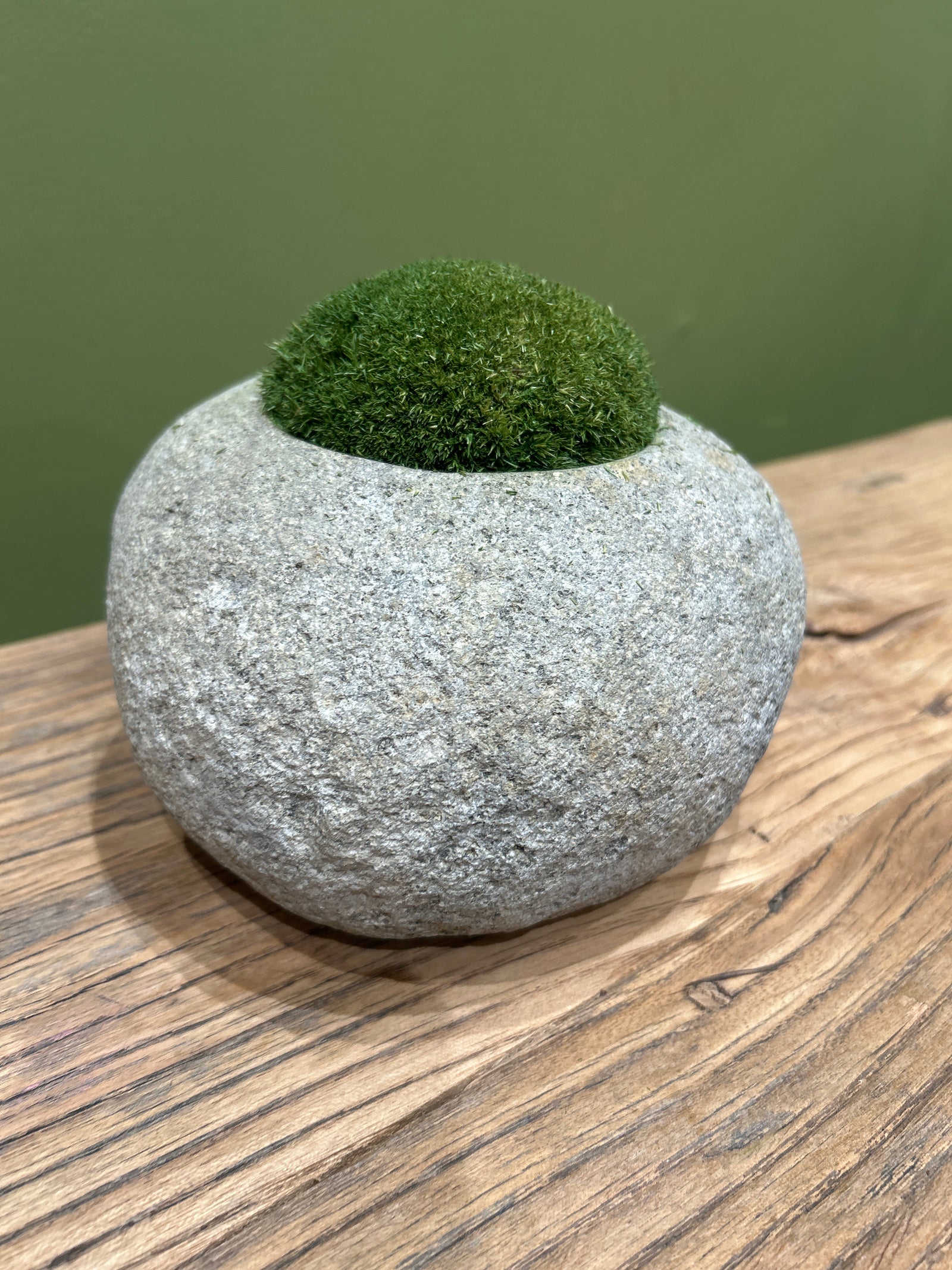Indo riverstone with preserved moss — side view