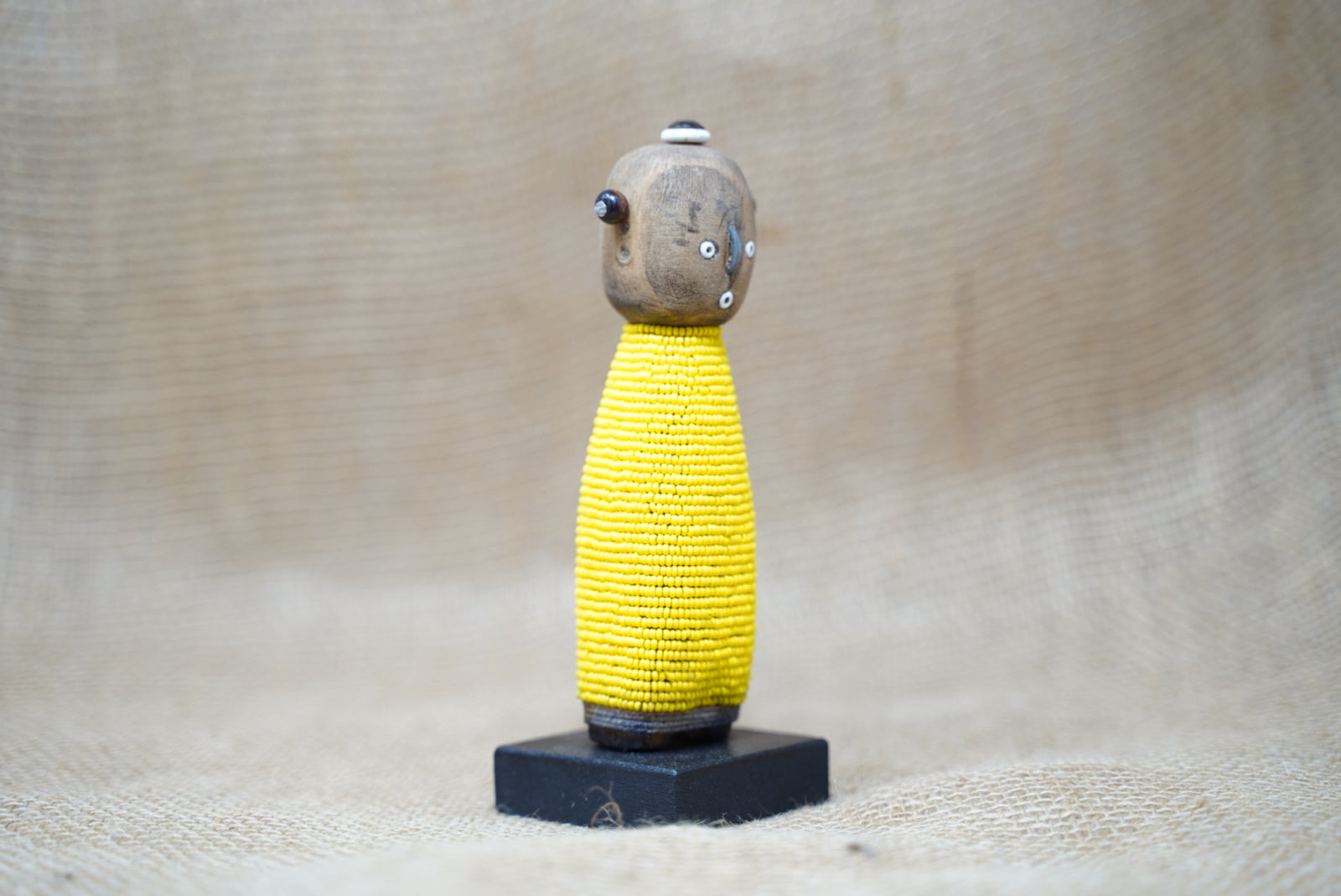 Yellow Namji baby doll — detail of the beadwork