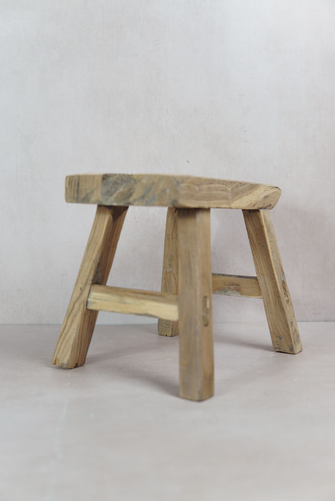 Vintage Rustic Elm Wood Stool - Square - 31