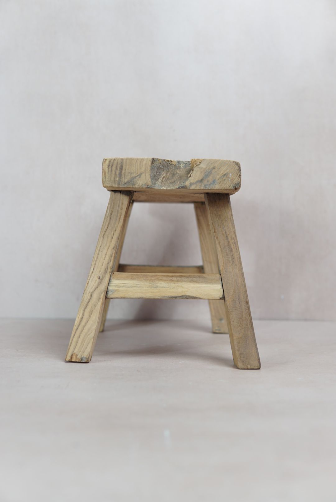 Vintage Rustic Elm Wood Stool - Square - 31