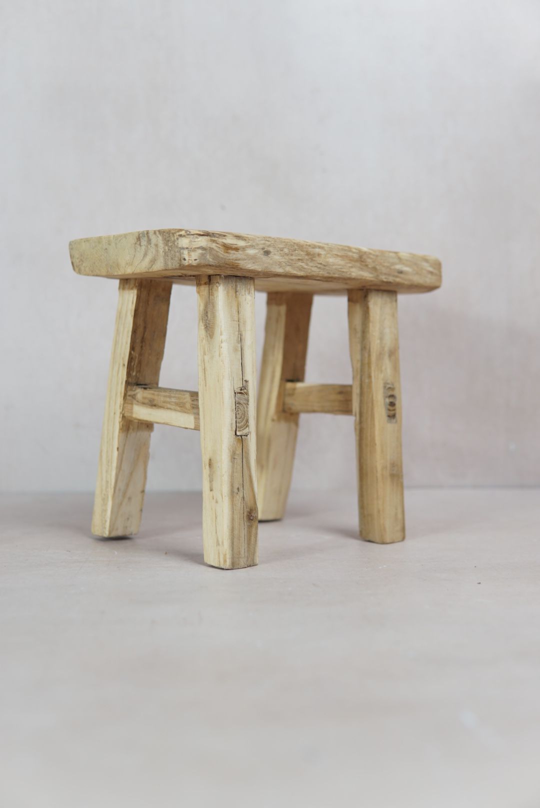 Vintage Rustic Elm Wood Stool - Square - 32