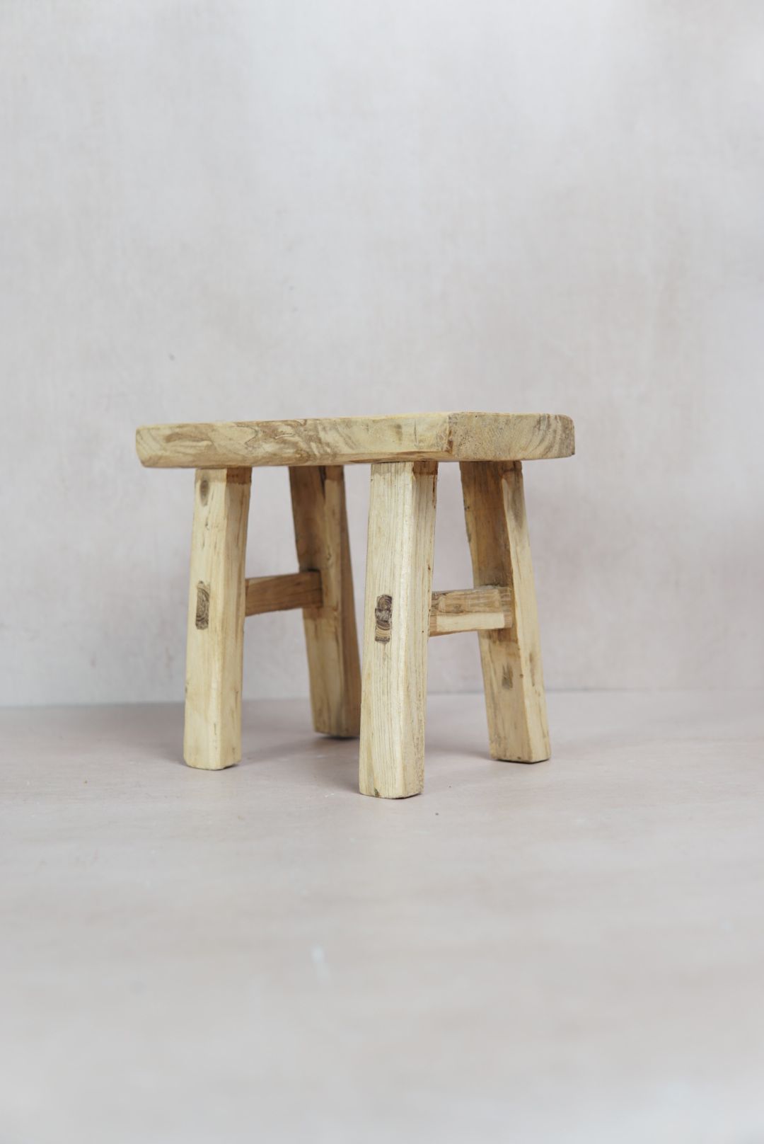 Vintage Rustic Elm Wood Stool - Square - 32