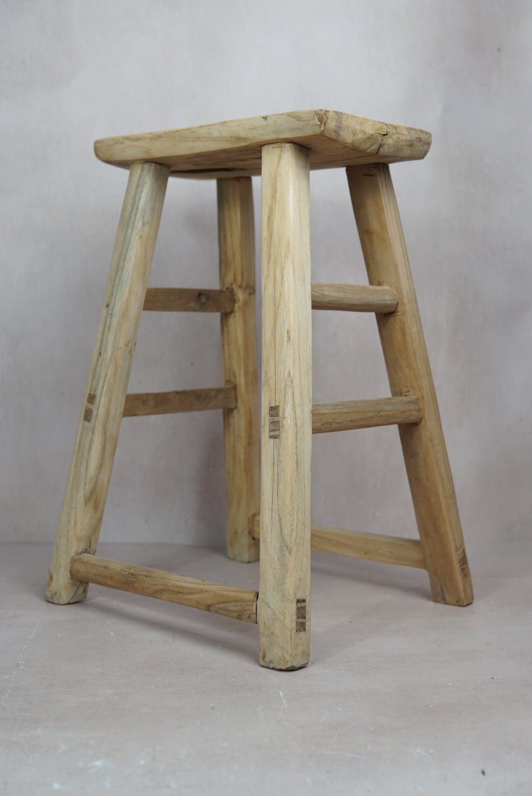 Vintage Rustic Stool - Elm wood - 18.1