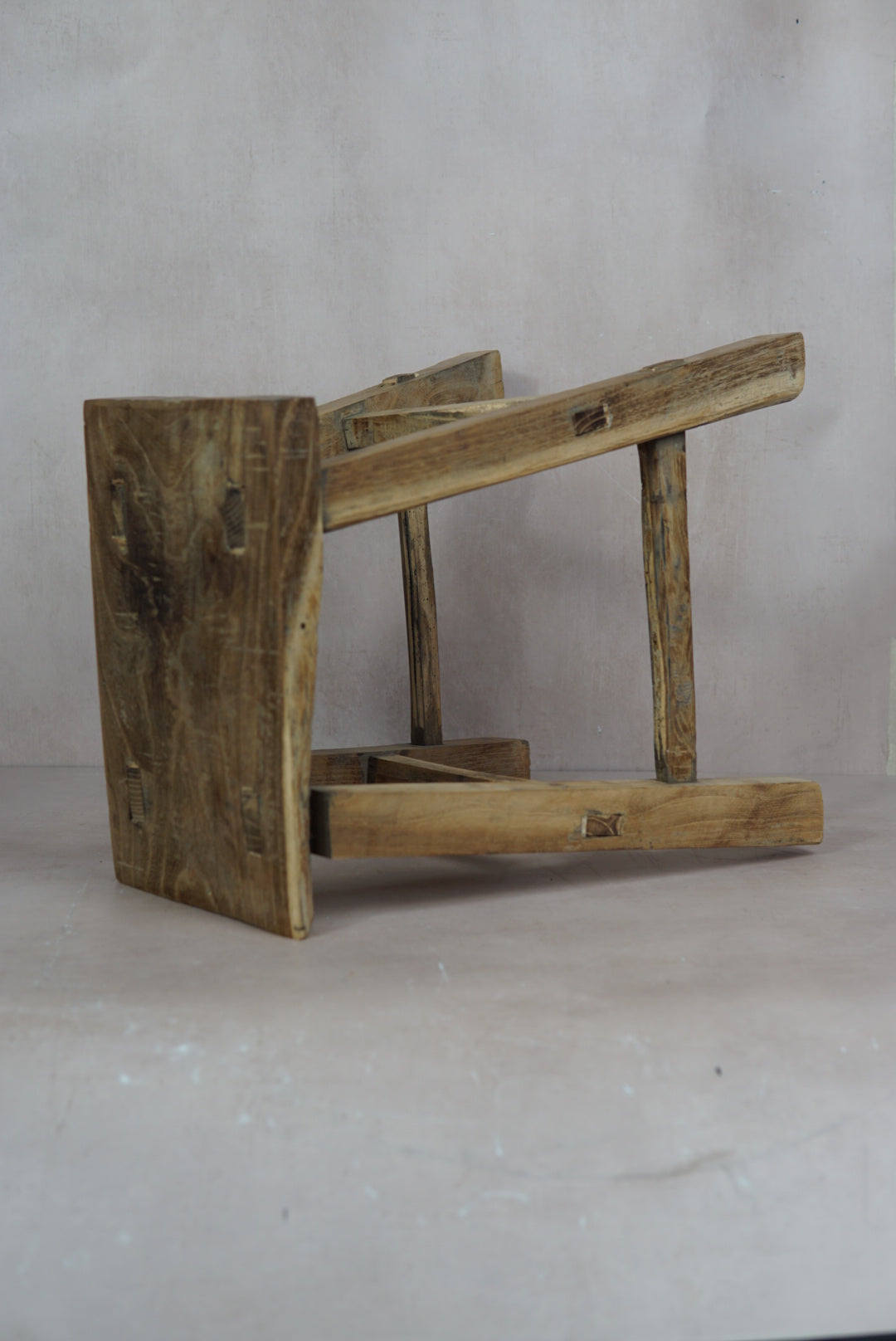 Vintage Rustic Stool - Elm wood - 18.2