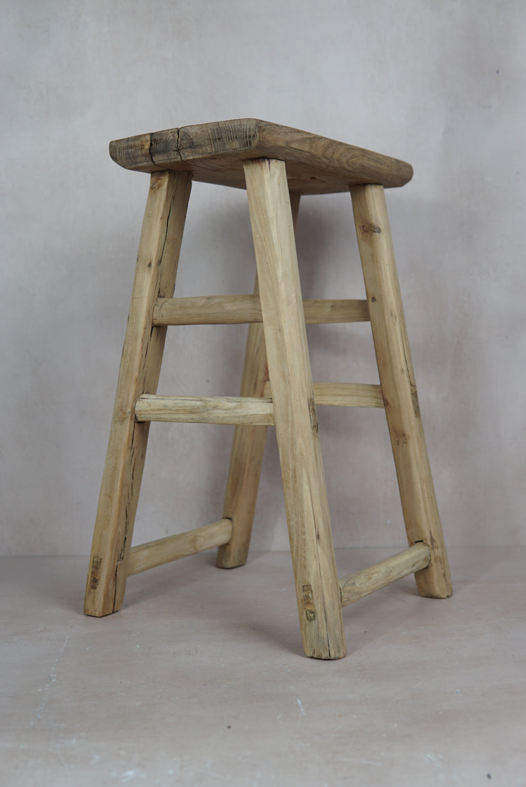 Vintage Rustic Stool - Elm wood - 18.3