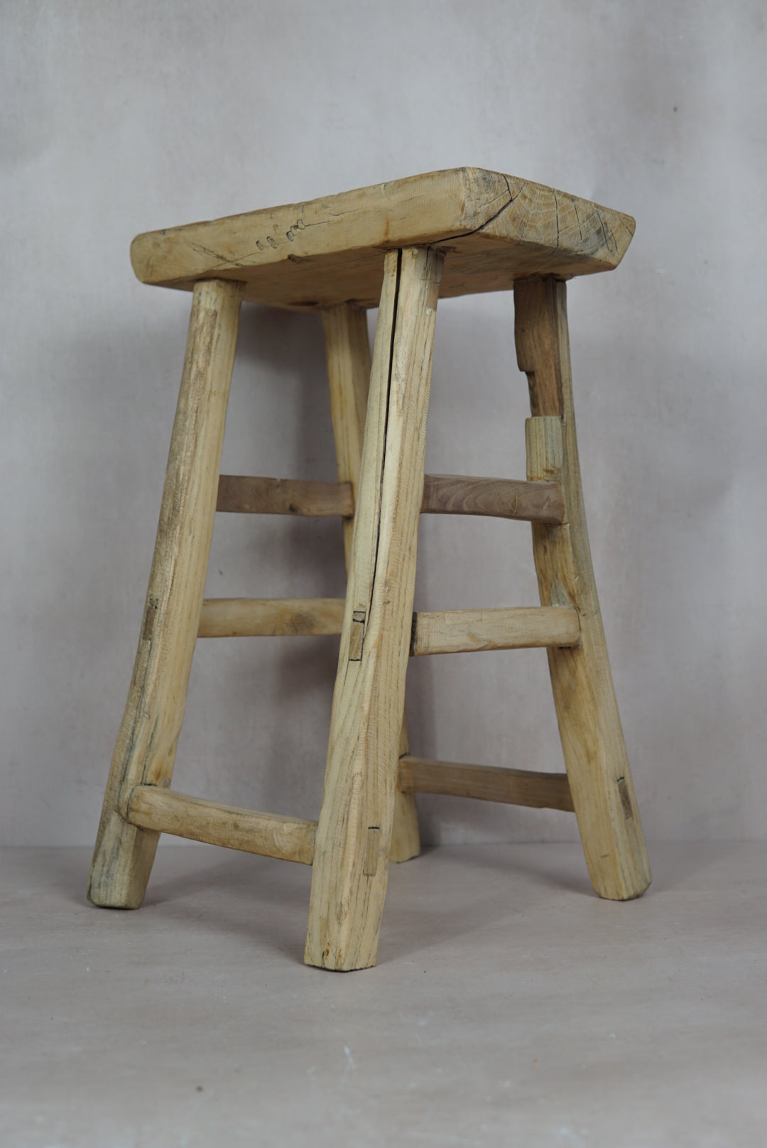 Vintage Rustic Stool - Elm wood - 18.4