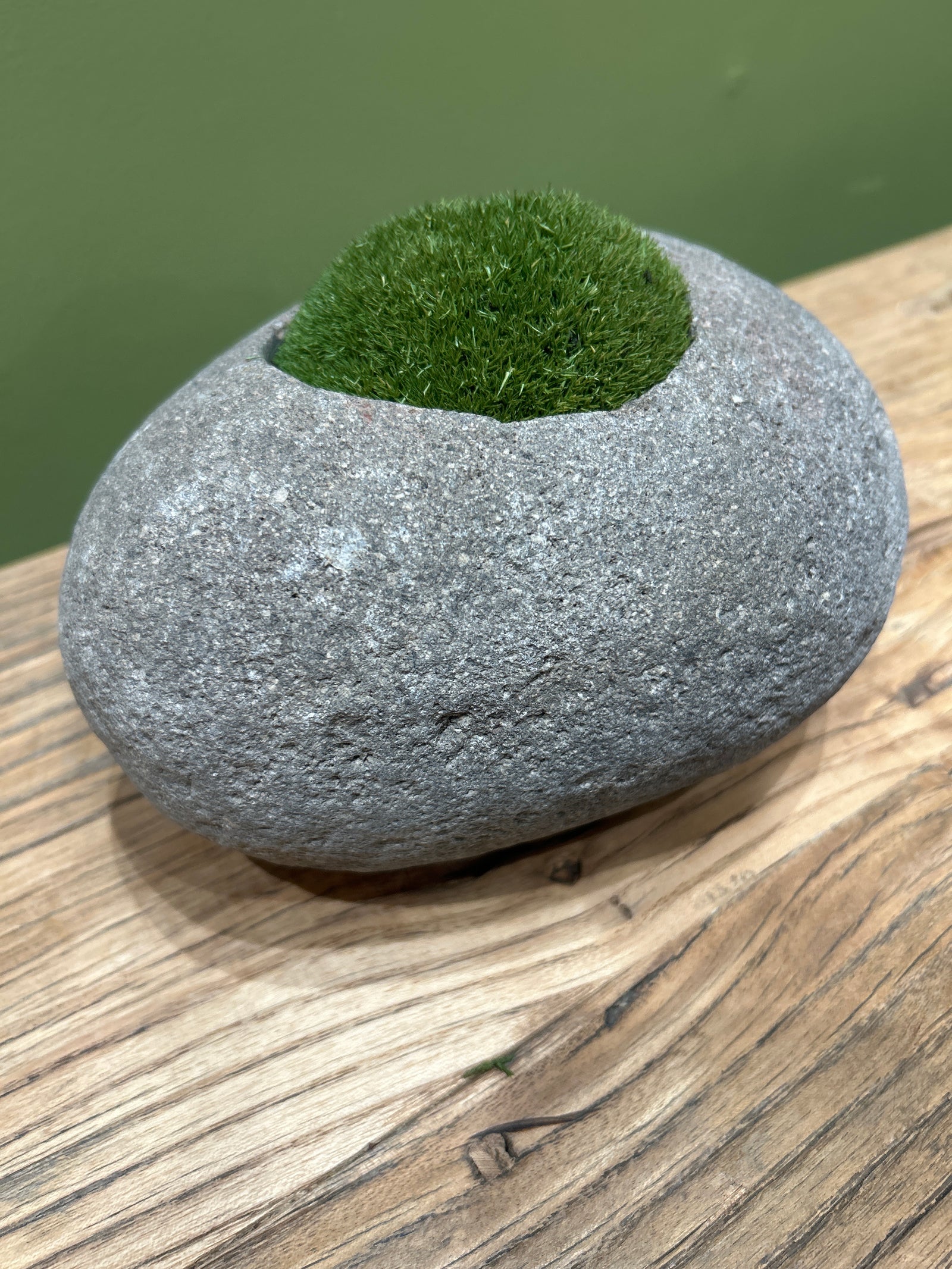 Indo riverstone with preserved moss — side view