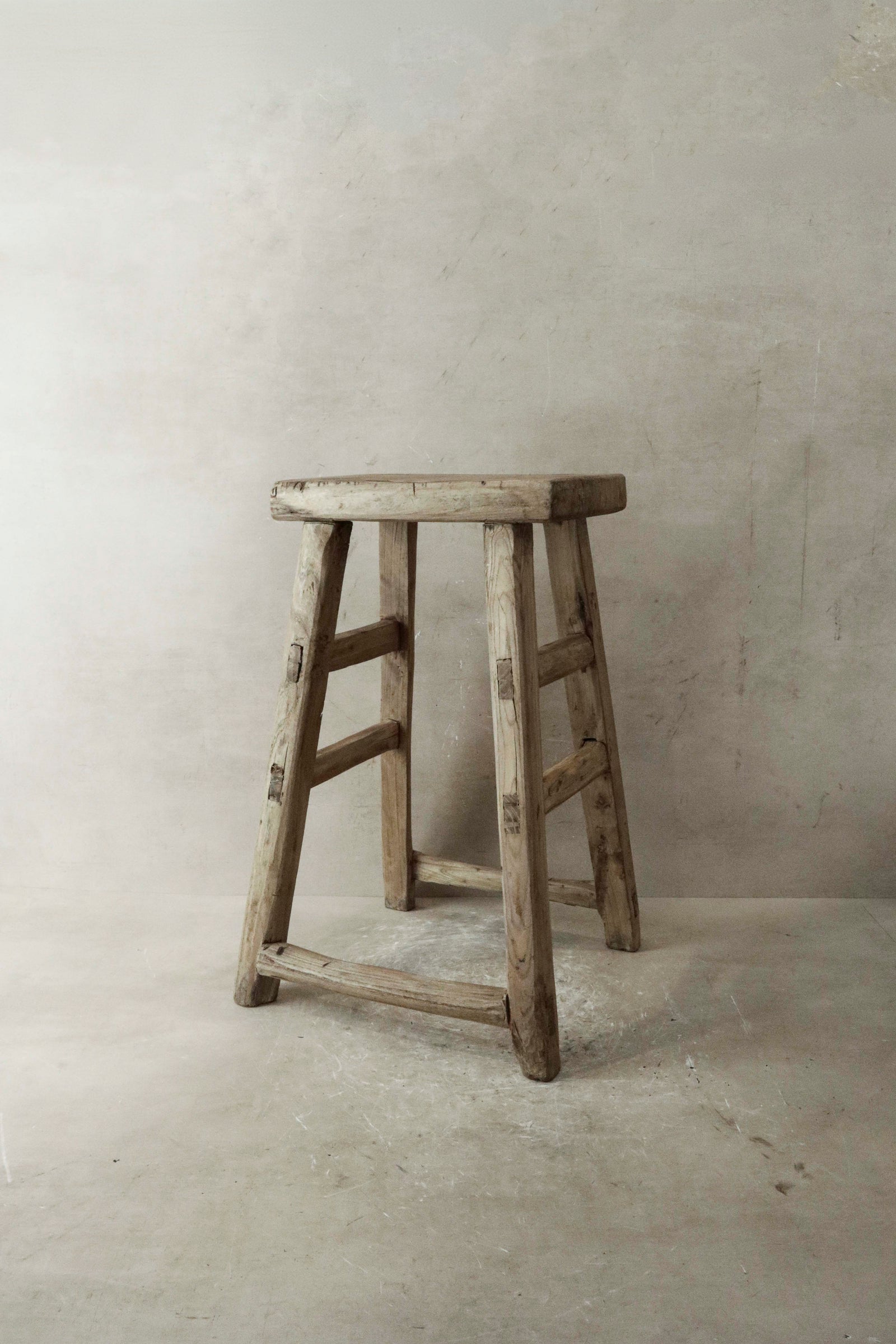 Vintage Rustic Elm Wood Stool - Medium - No 33