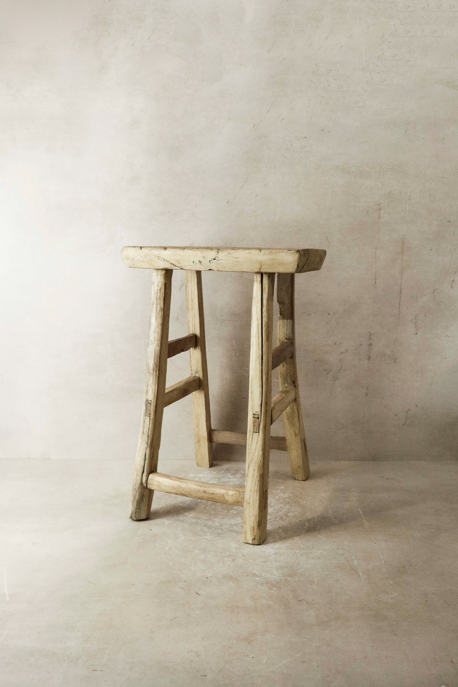 Vintage Rustic Elm Wood Stool - Medium - No 20