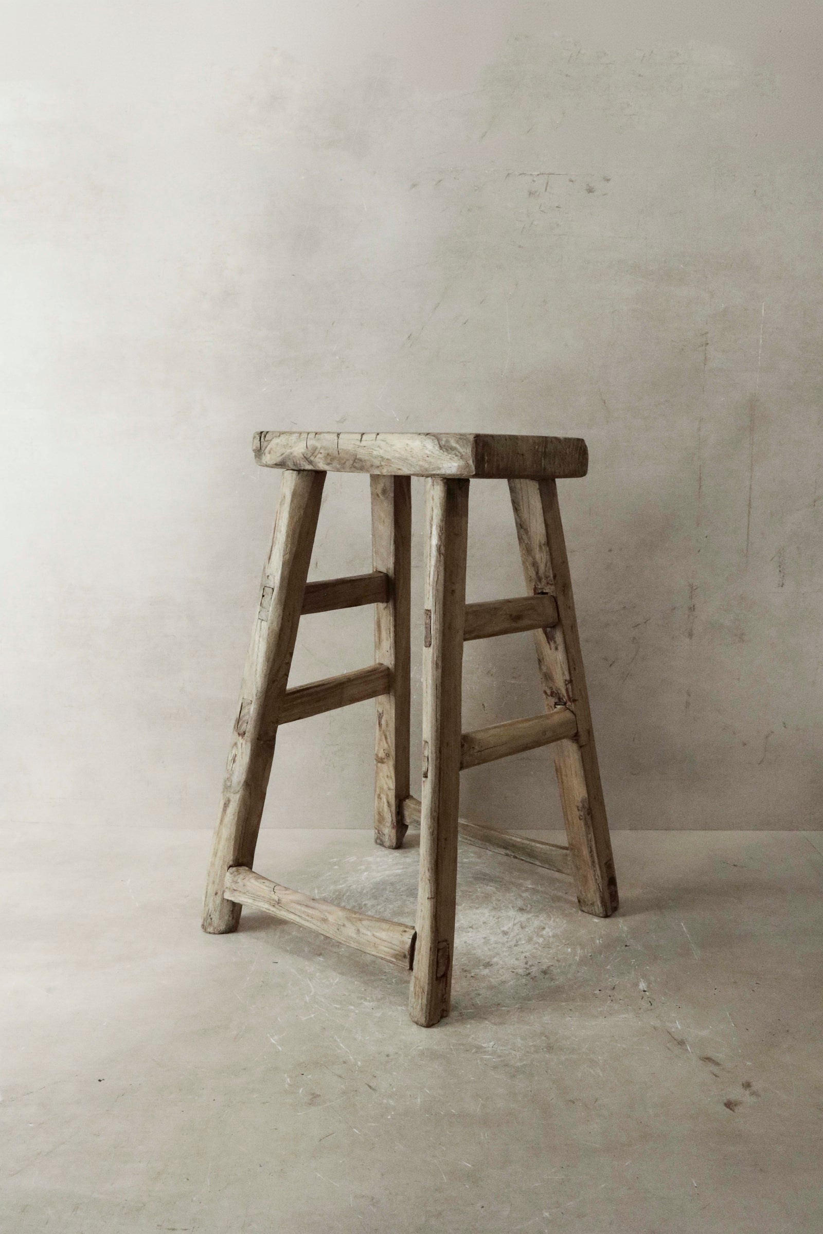 Vintage Rustic Elm Wood Stool - Medium - No 33