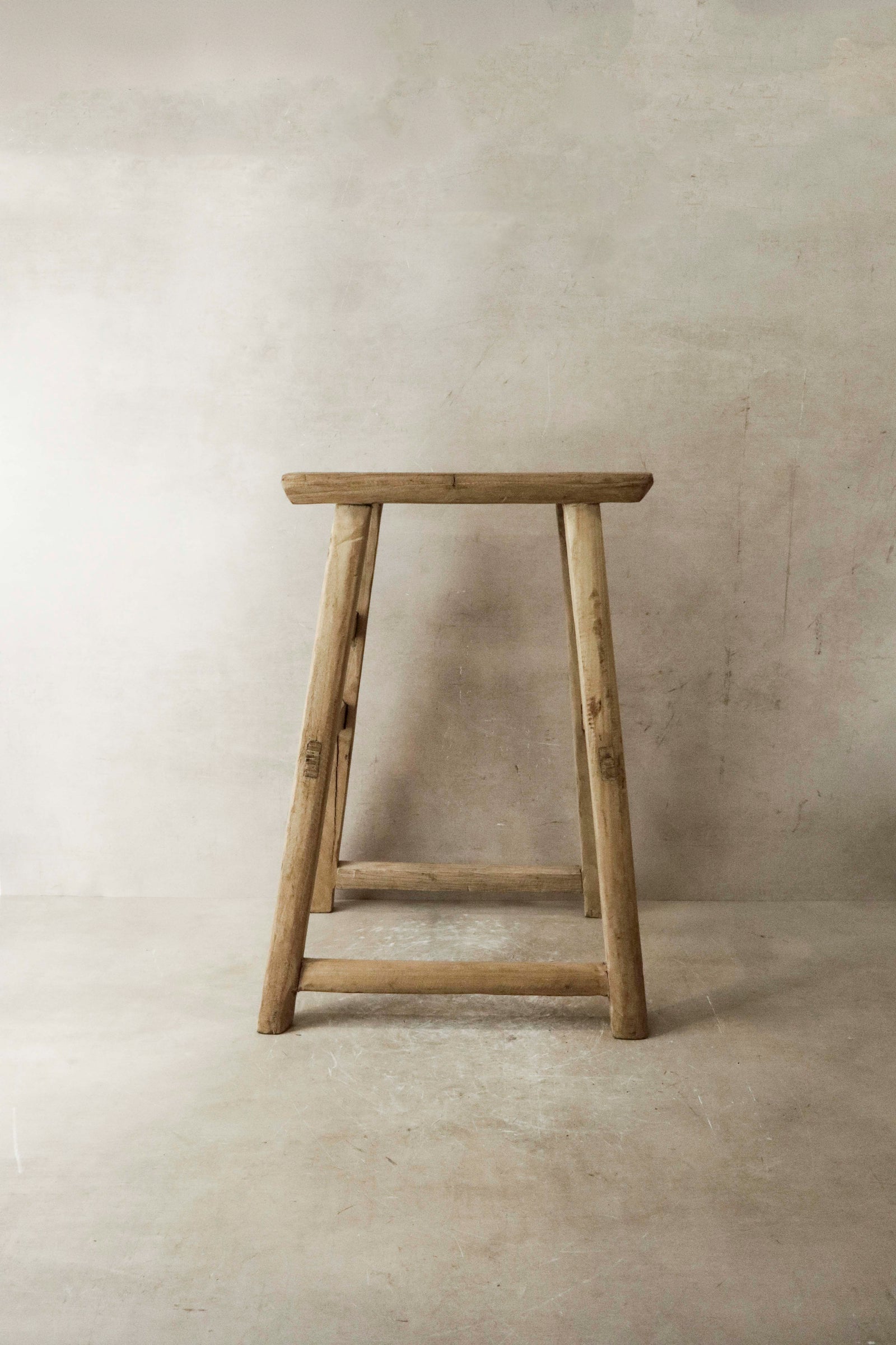 Vintage Rustic Elm Wood Stool - Medium - No 19