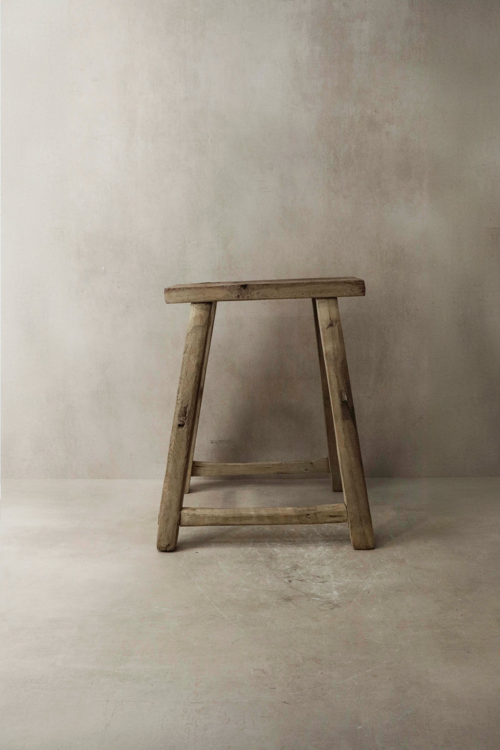 Vintage Rustic Elm Wood Stool - Medium - No 5