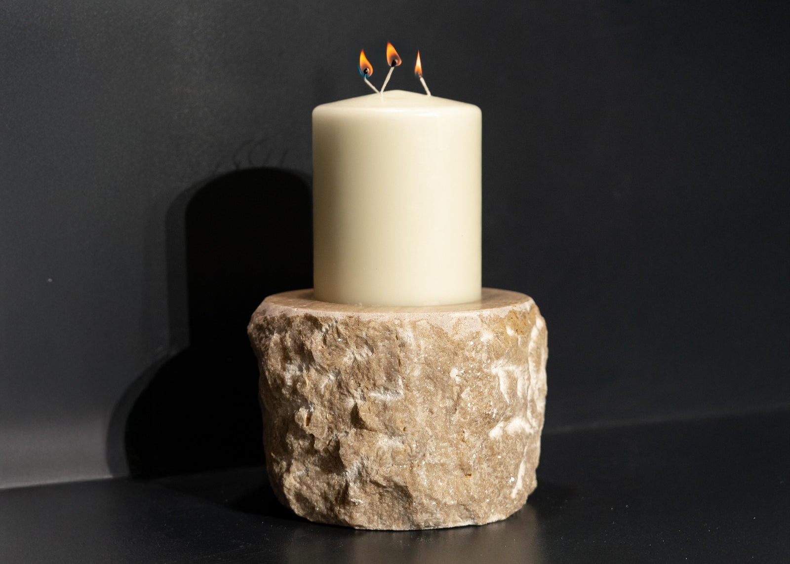 Rough Cut Onyx Candleholder XL 14.8