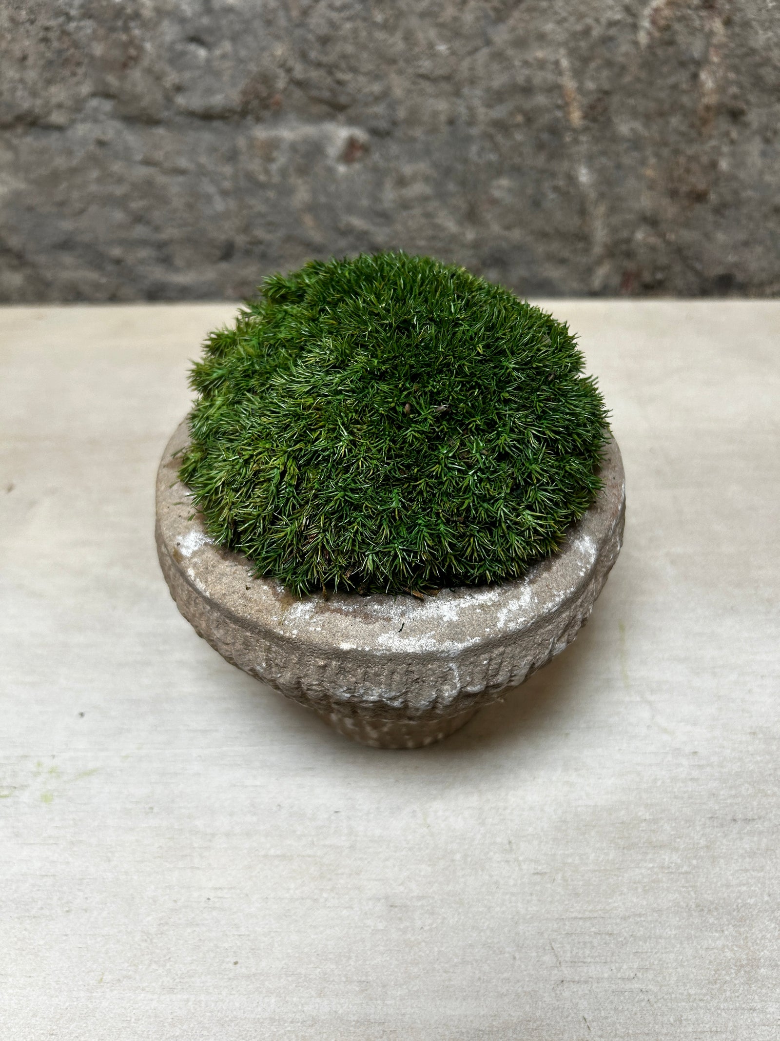 Antique Stone Mortar with Moss FR48