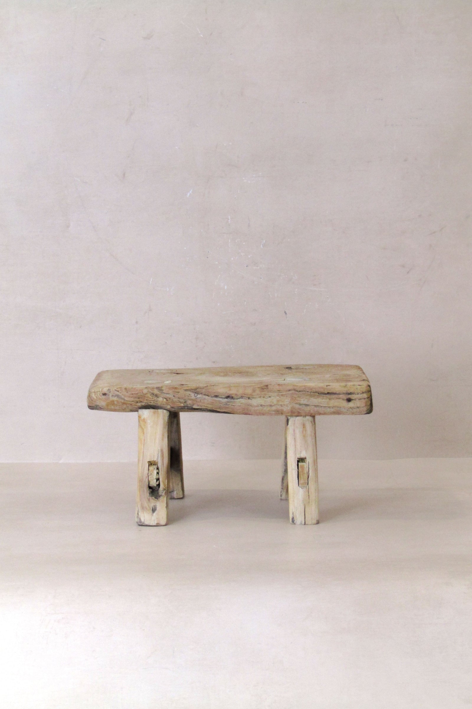 Vintage Rustic Elm Wood Stool - Small - No 25