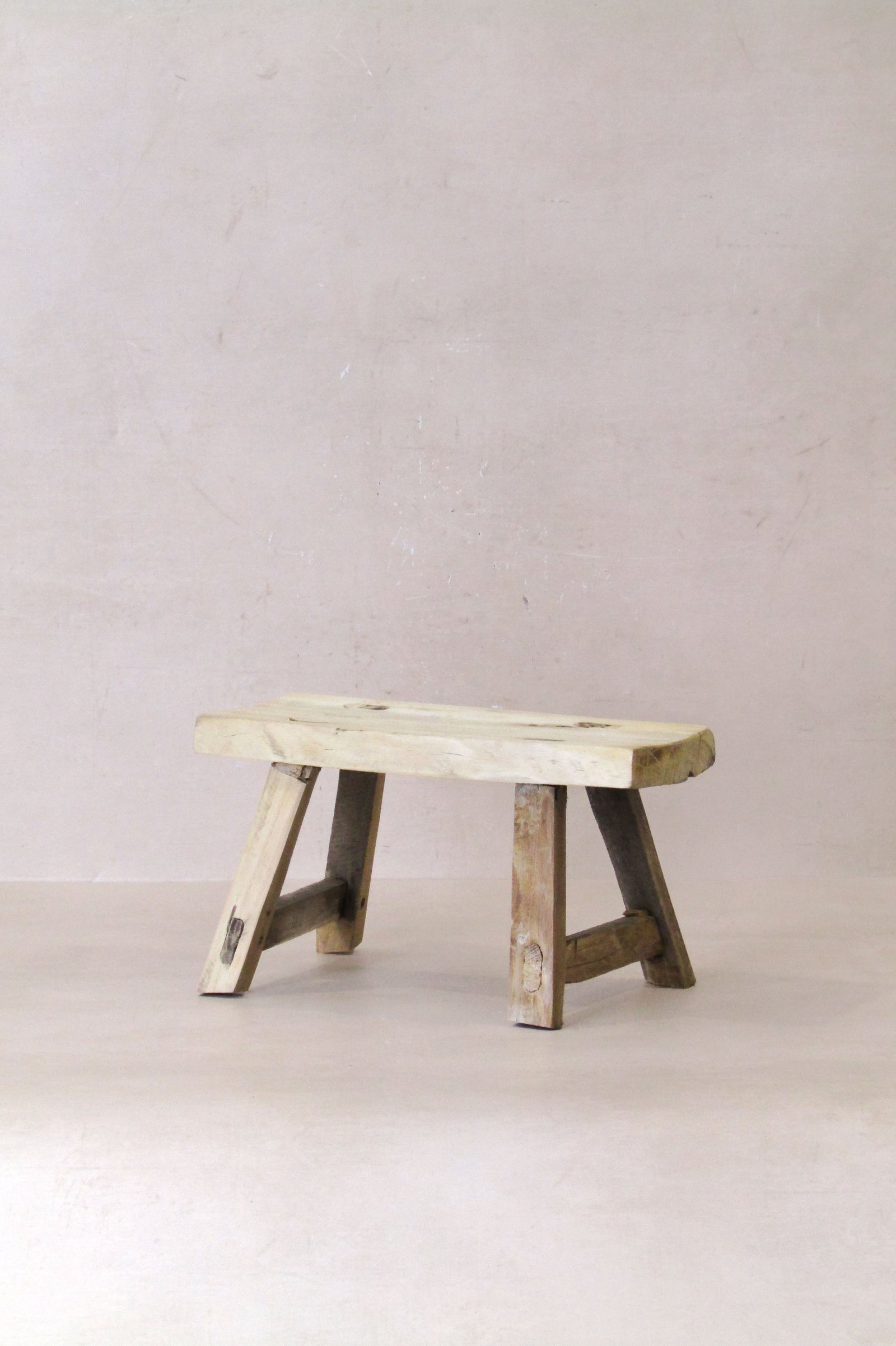 Vintage Rustic Elm Wood Stool - Small - No 26