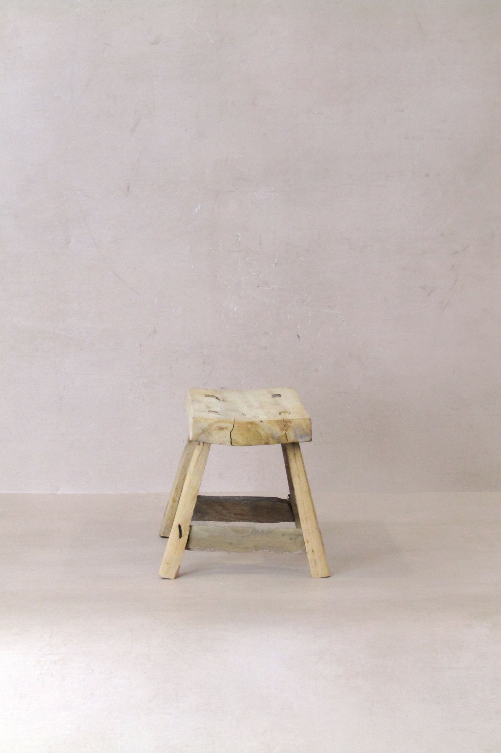 Vintage Rustic Elm Wood Stool - Small - No 26