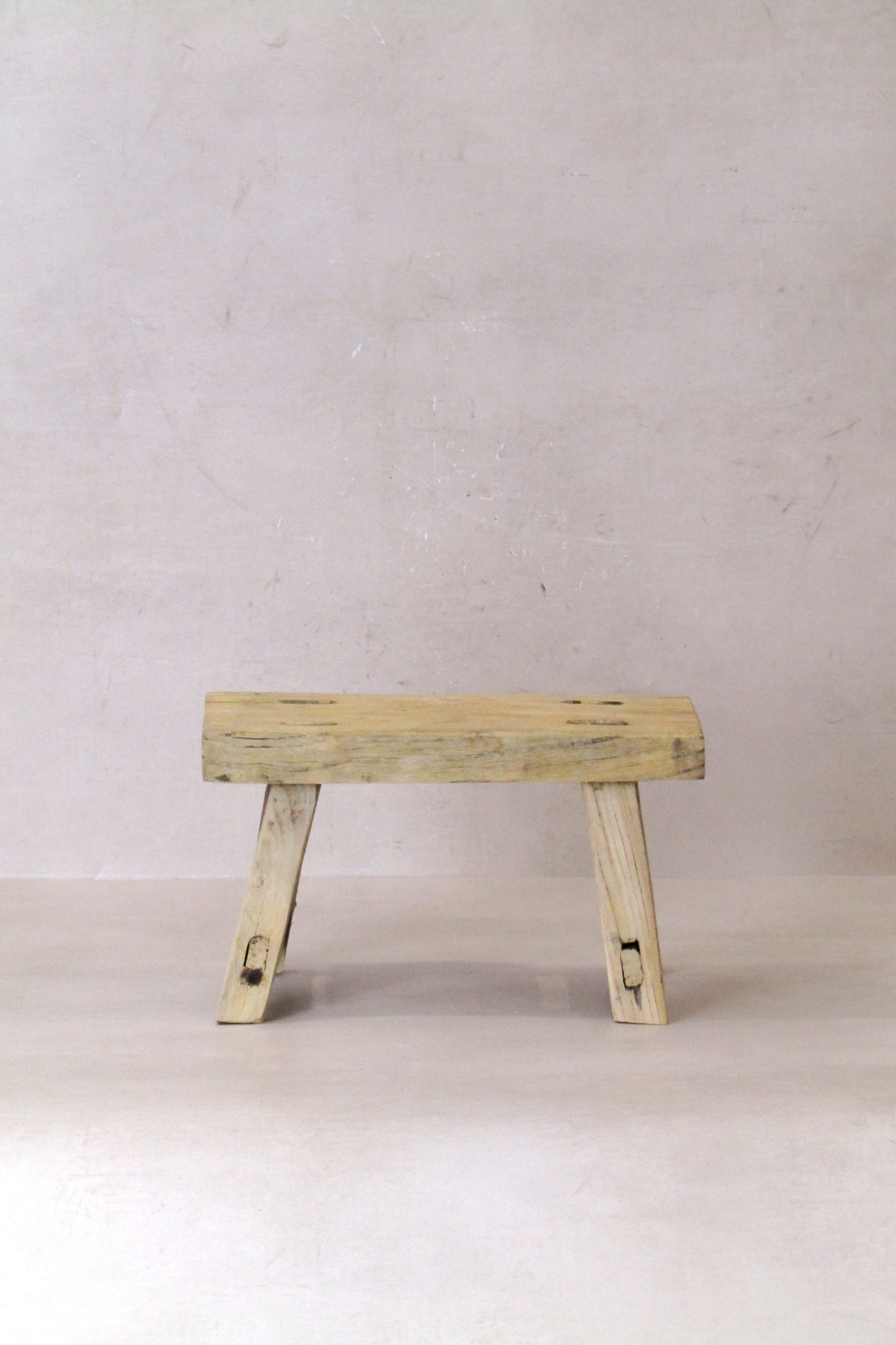 Vintage Rustic Elm Wood Stool - Small - No 28