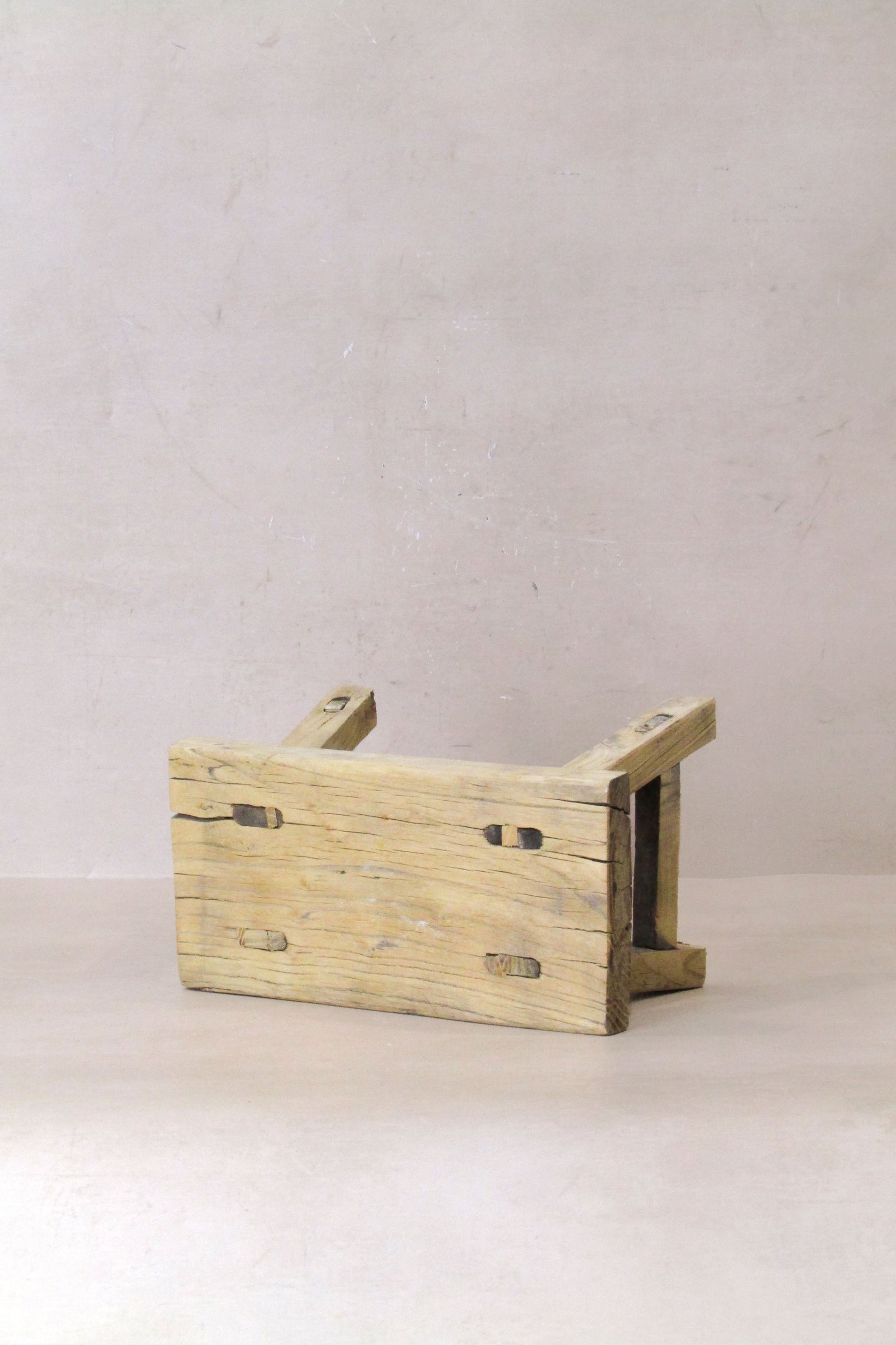 Vintage Rustic Elm Wood Stool - Small - No 28