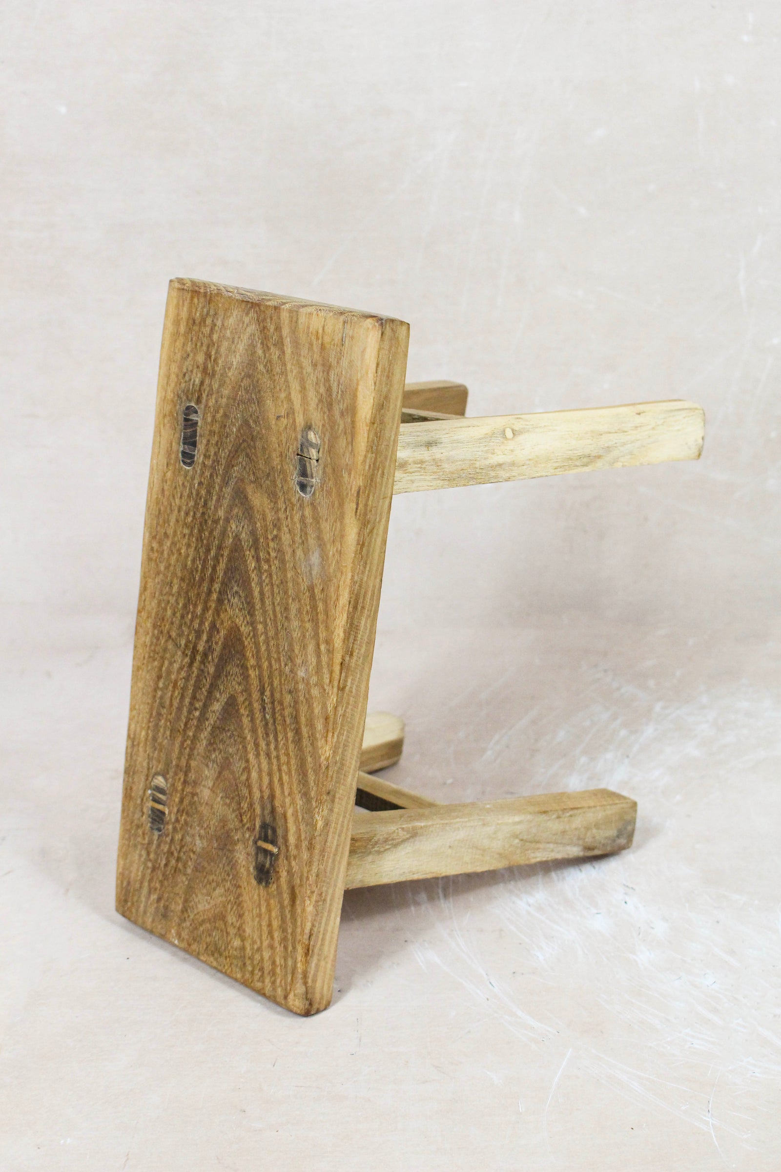 Small vintage rustic reclaimed elm wood stool 67 – Botanical Boys