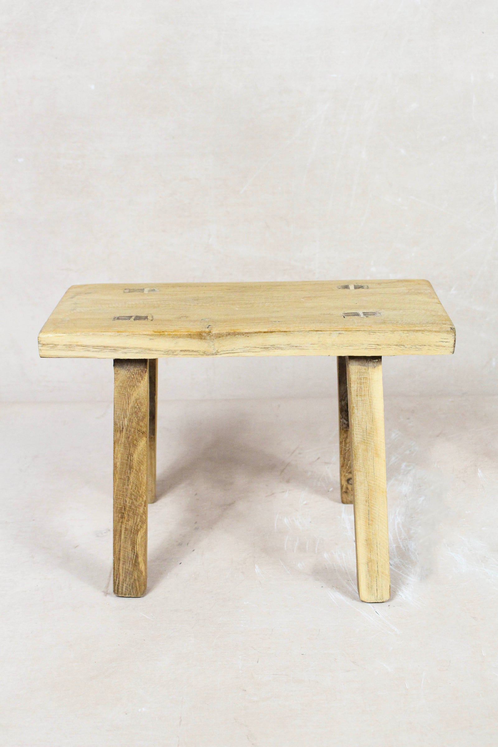 Small vintage rustic reclaimed elm wood stool 72 – Botanical Boys