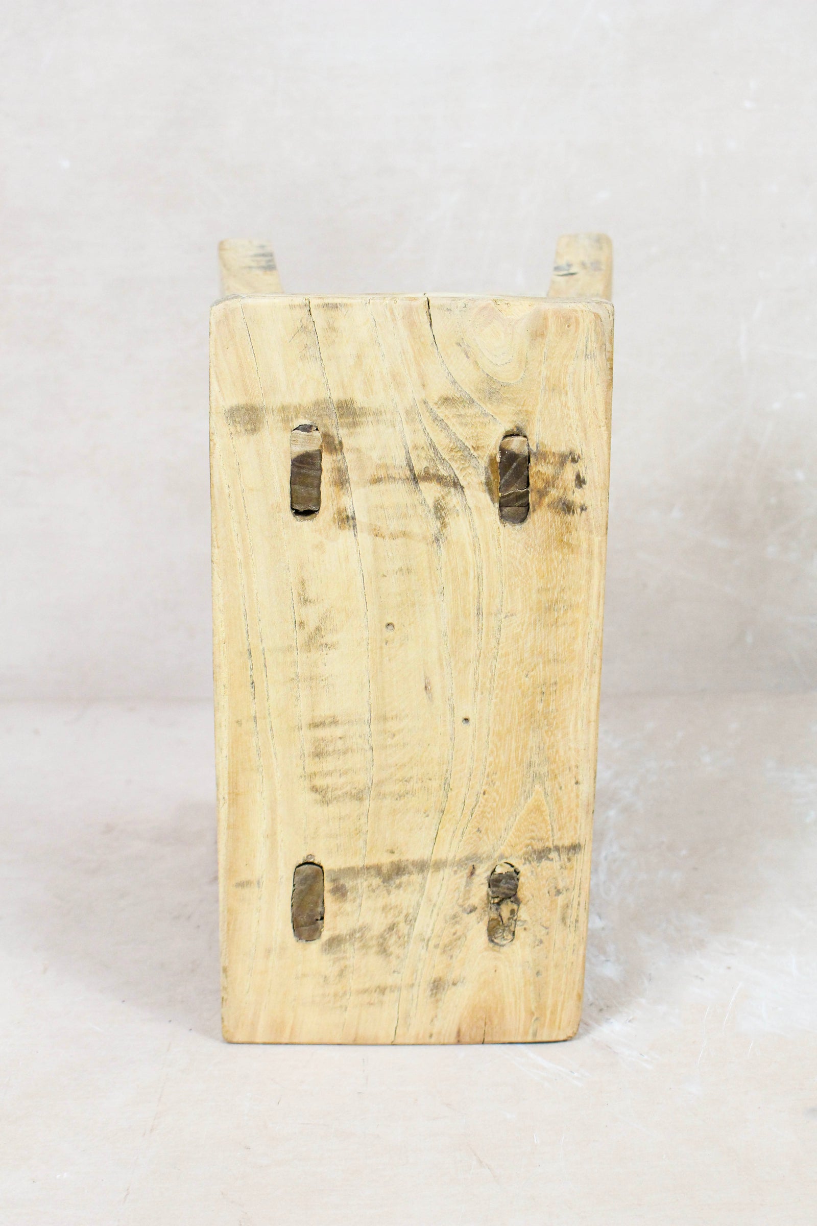 Small vintage rustic reclaimed elm wood stool 74 – Botanical Boys