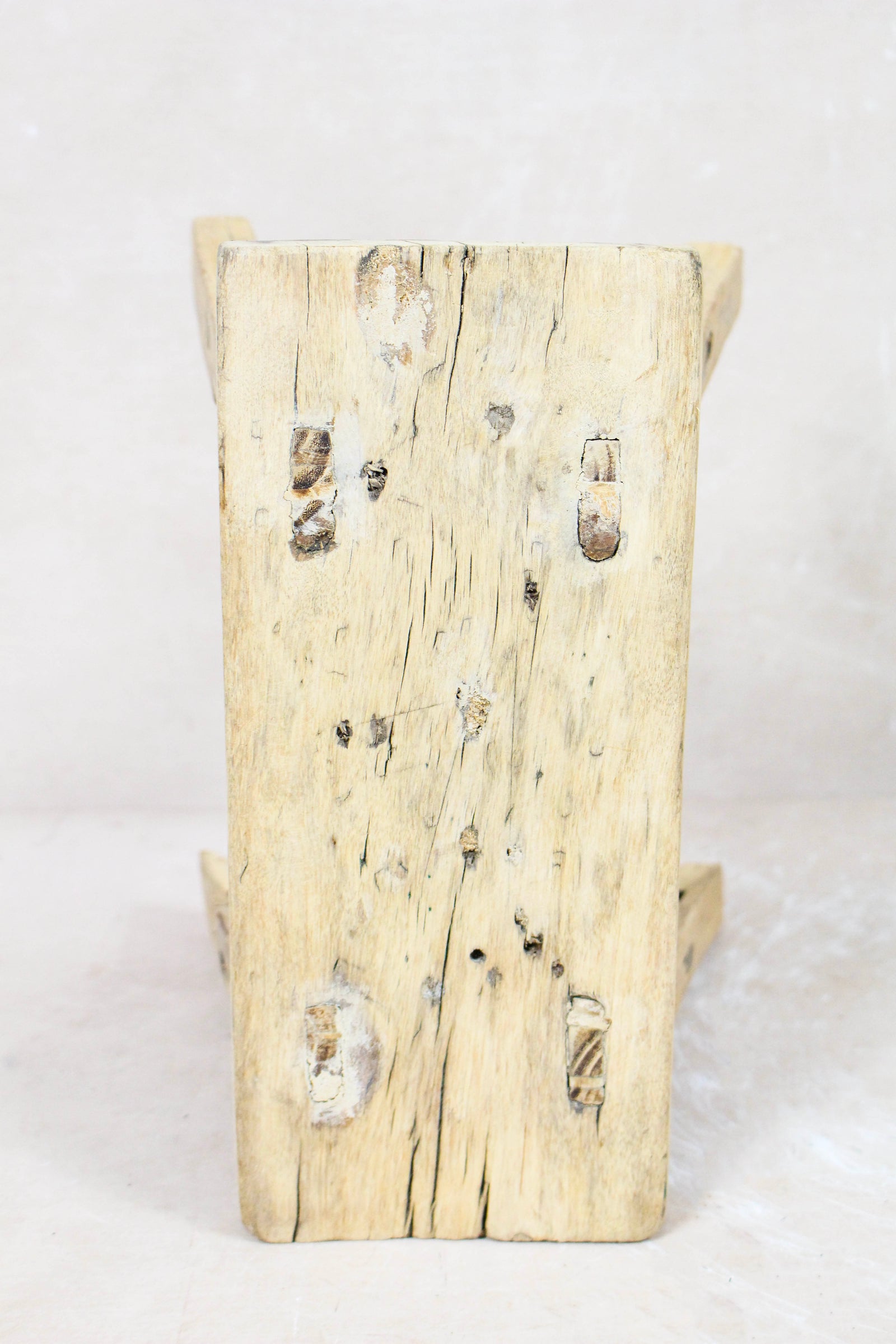 Small vintage rustic reclaimed elm wood stool 82 – Botanical Boys