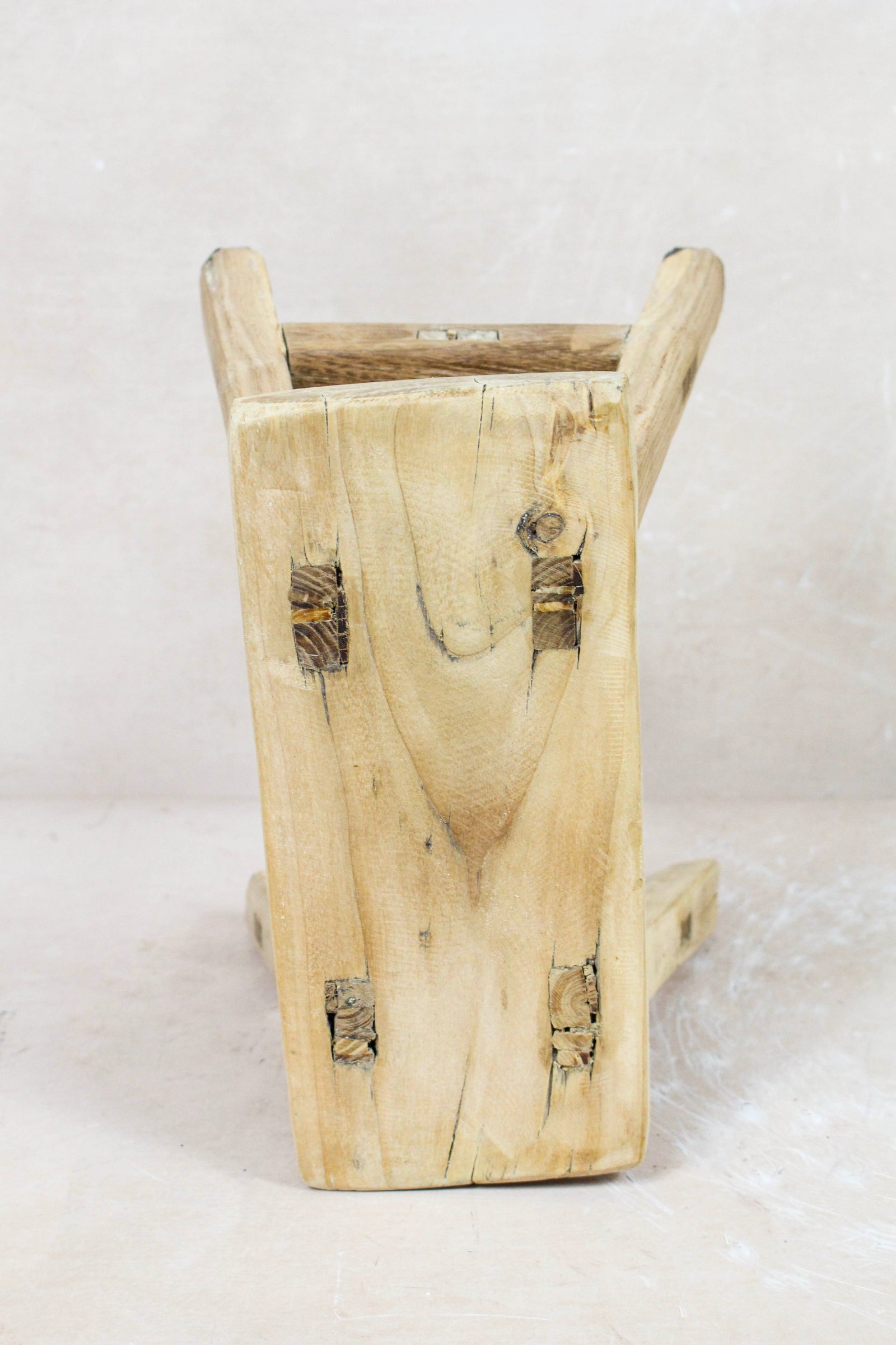 Small vintage rustic reclaimed elm wood stool 85 – Botanical Boys