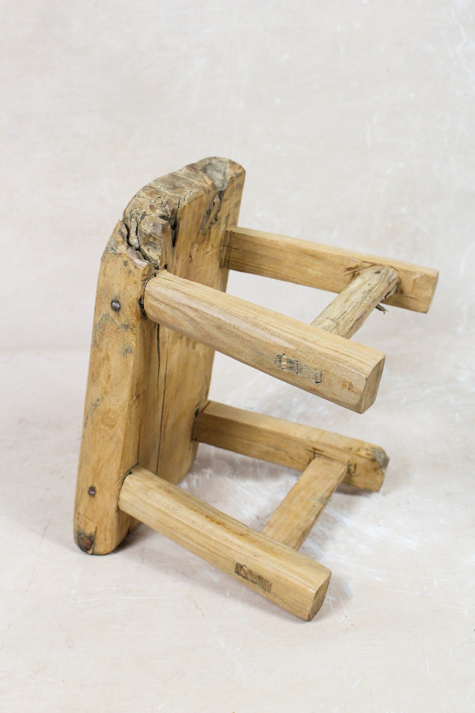 Small vintage rustic reclaimed elm wood stool 88 – Botanical Boys