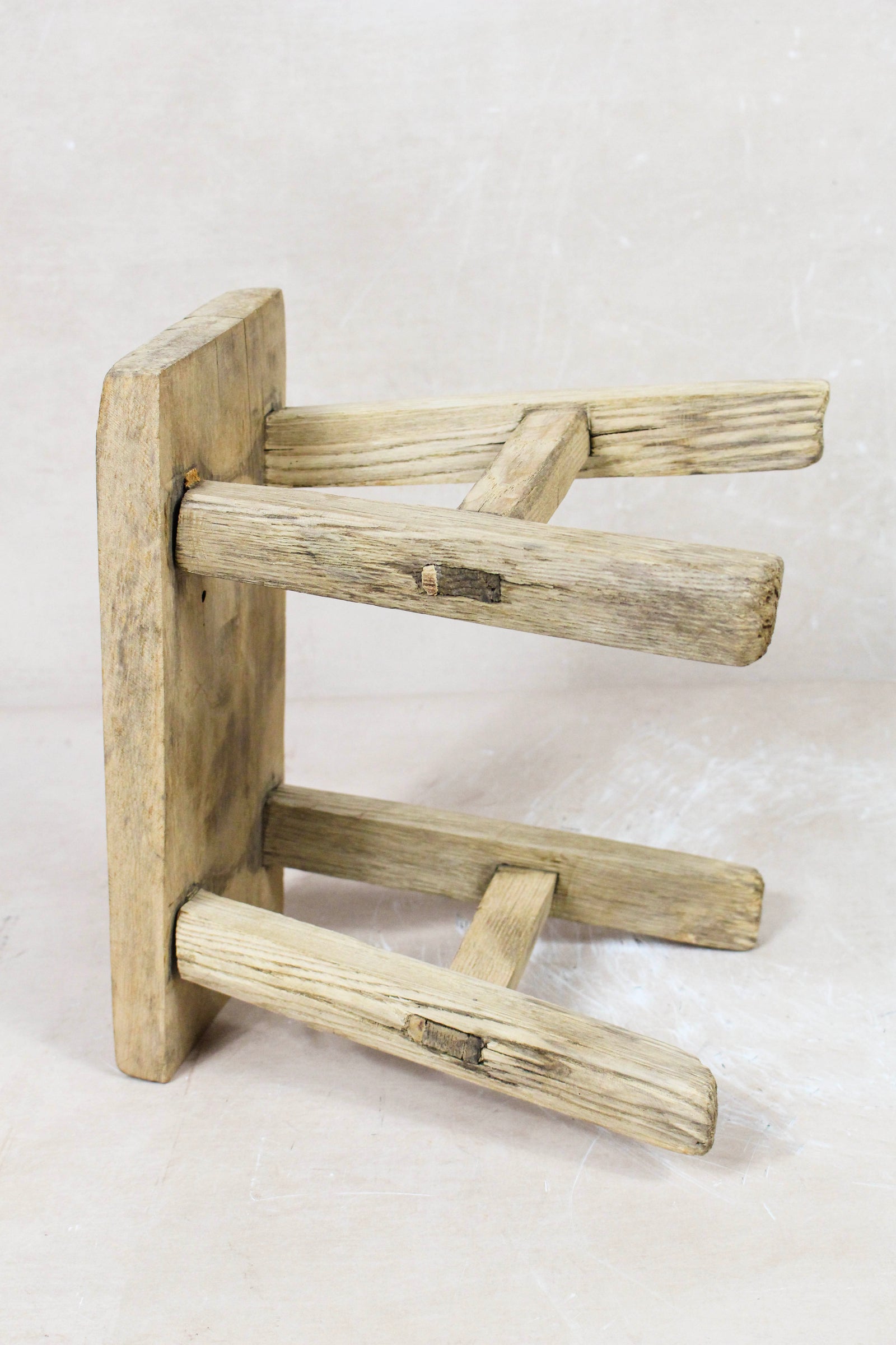 Small vintage rustic reclaimed elm wood stool 91 – Botanical Boys