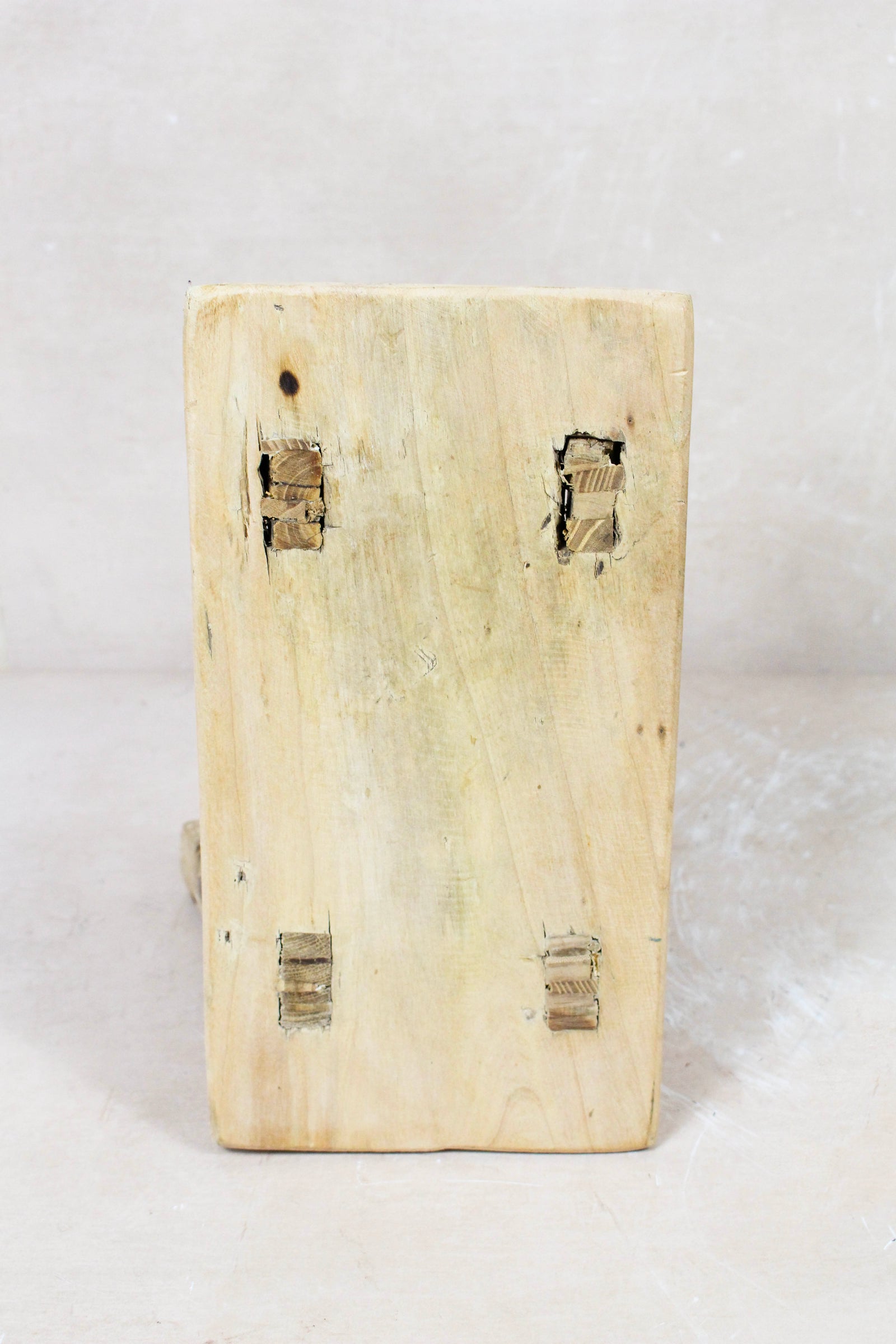Small vintage rustic reclaimed elm wood stool 95 – Botanical Boys