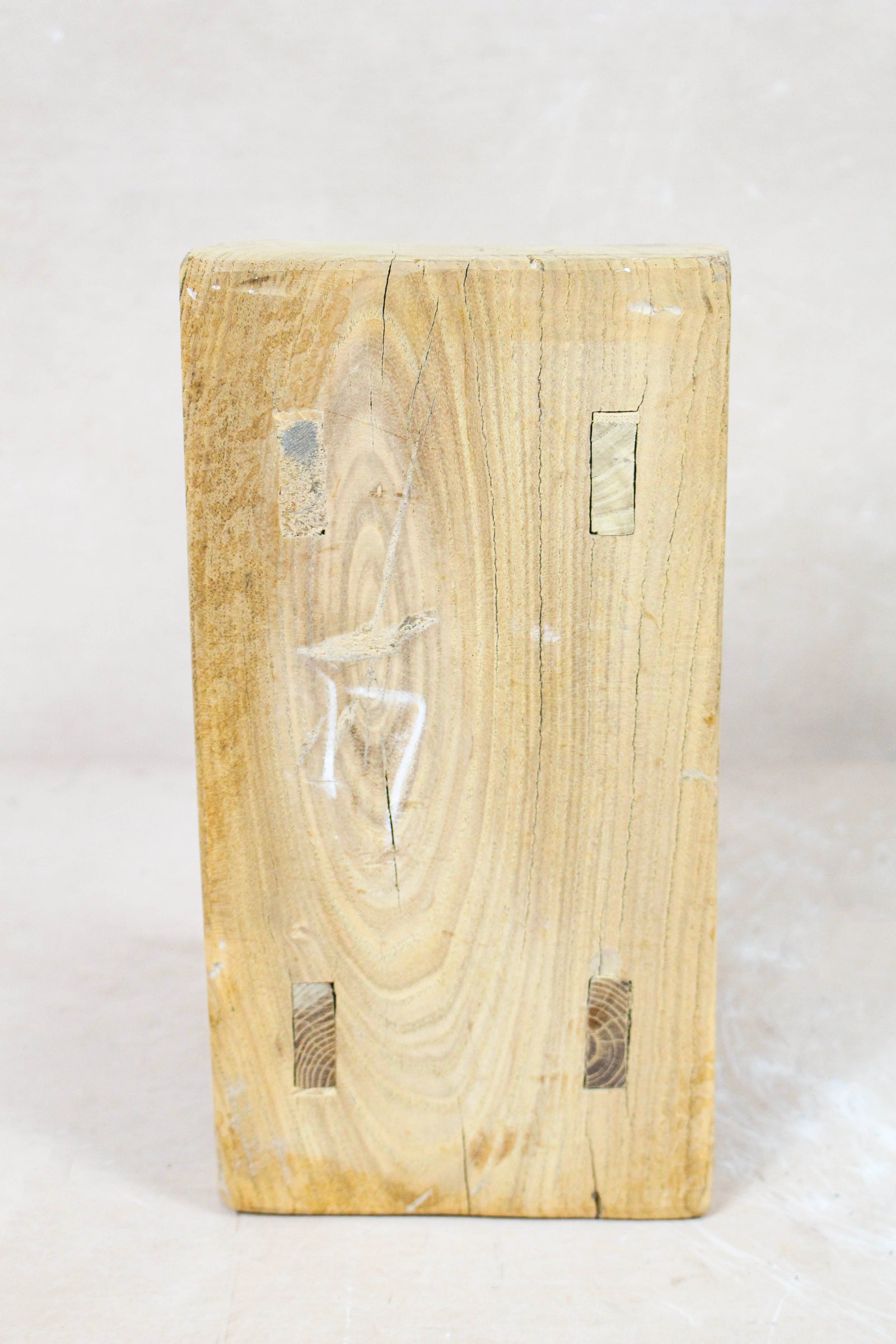 Small vintage rustic reclaimed elm wood stool 111 – Botanical Boys