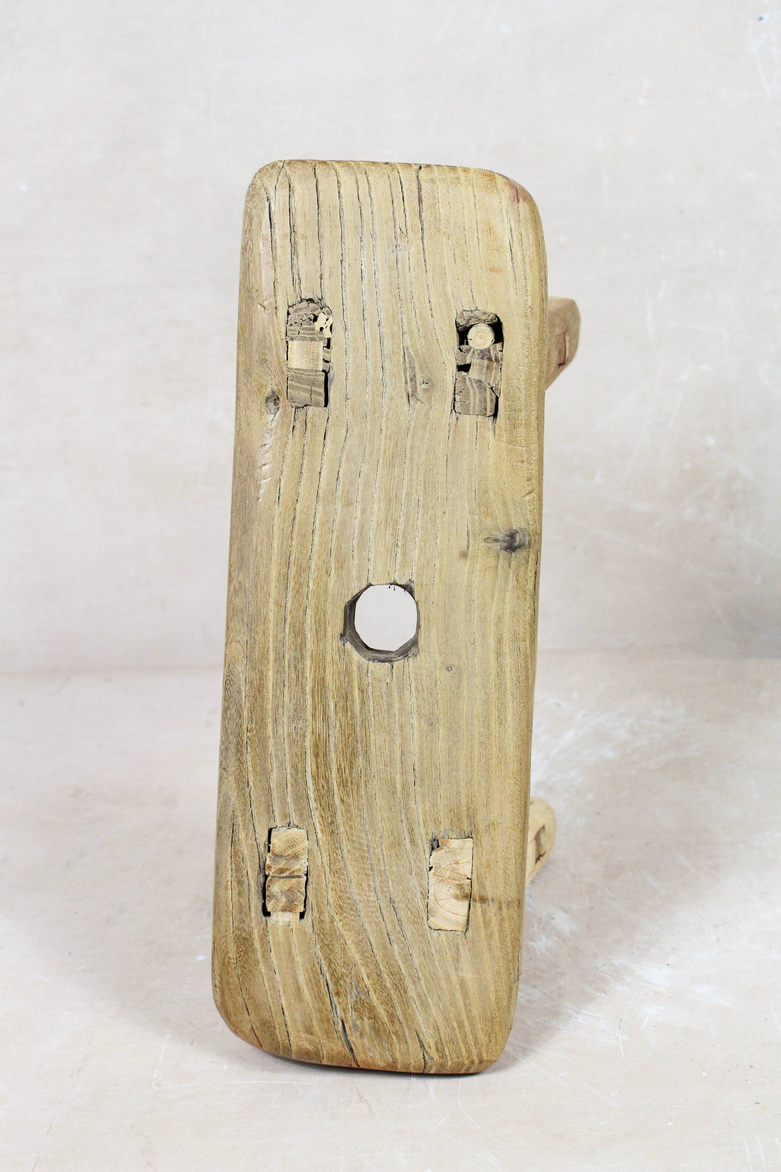 Small vintage rustic reclaimed elm wood stool 118 – Botanical Boys