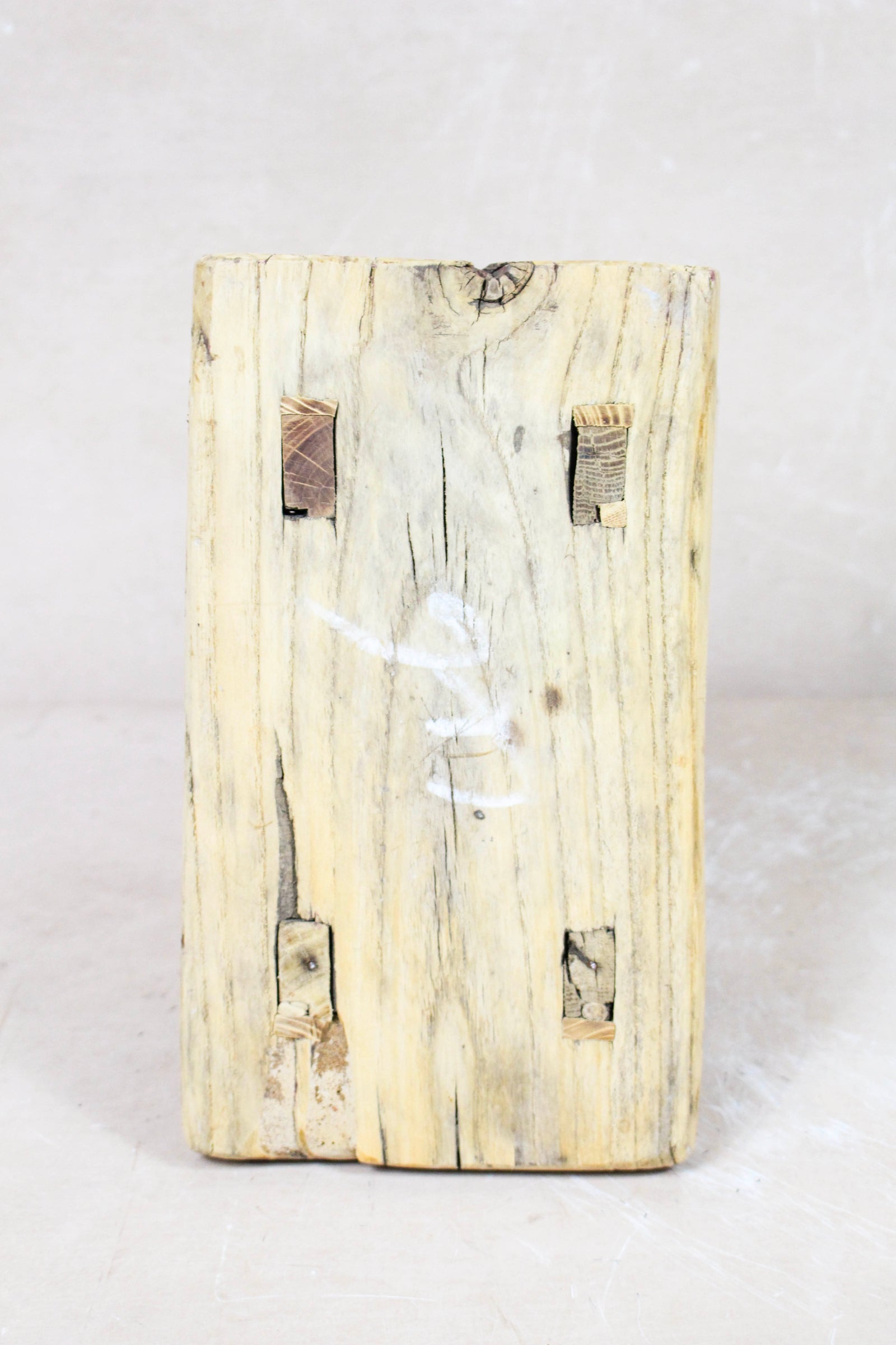 Small vintage rustic reclaimed elm wood stool 121 – Botanical Boys
