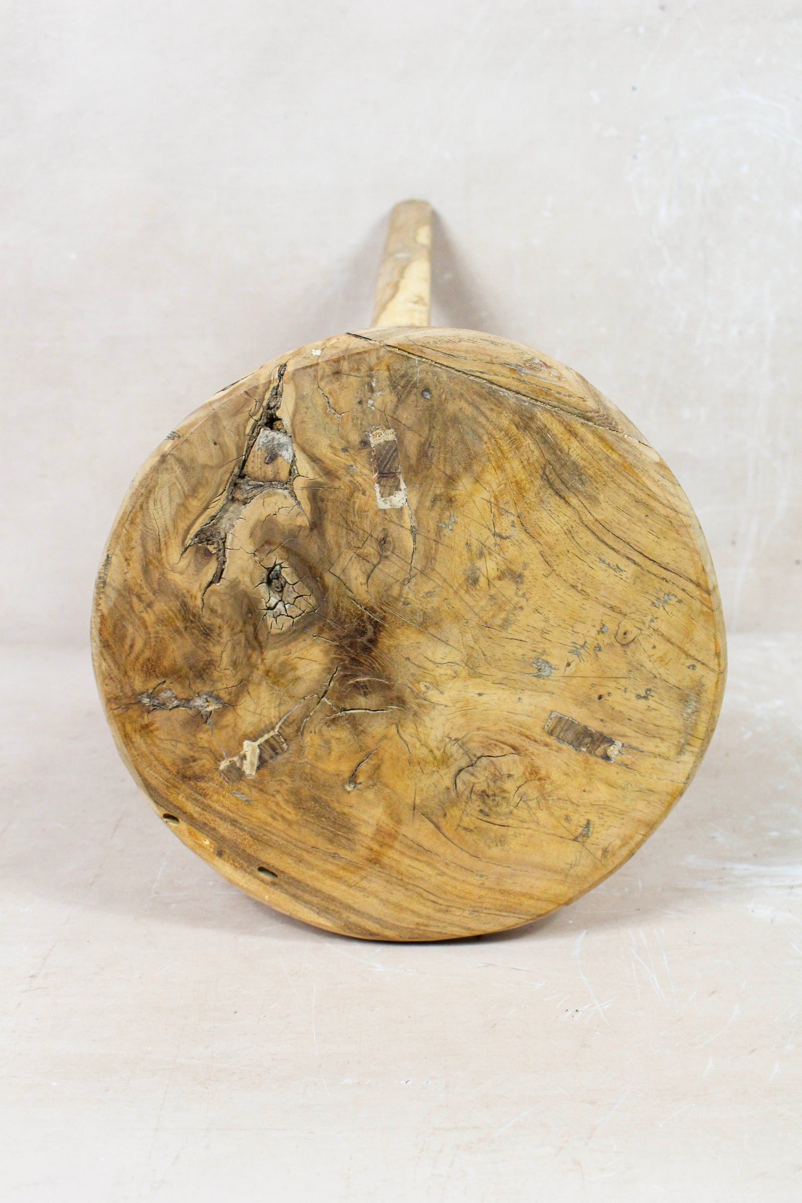 Vintage Rustic Round Stool - Elm wood - 128