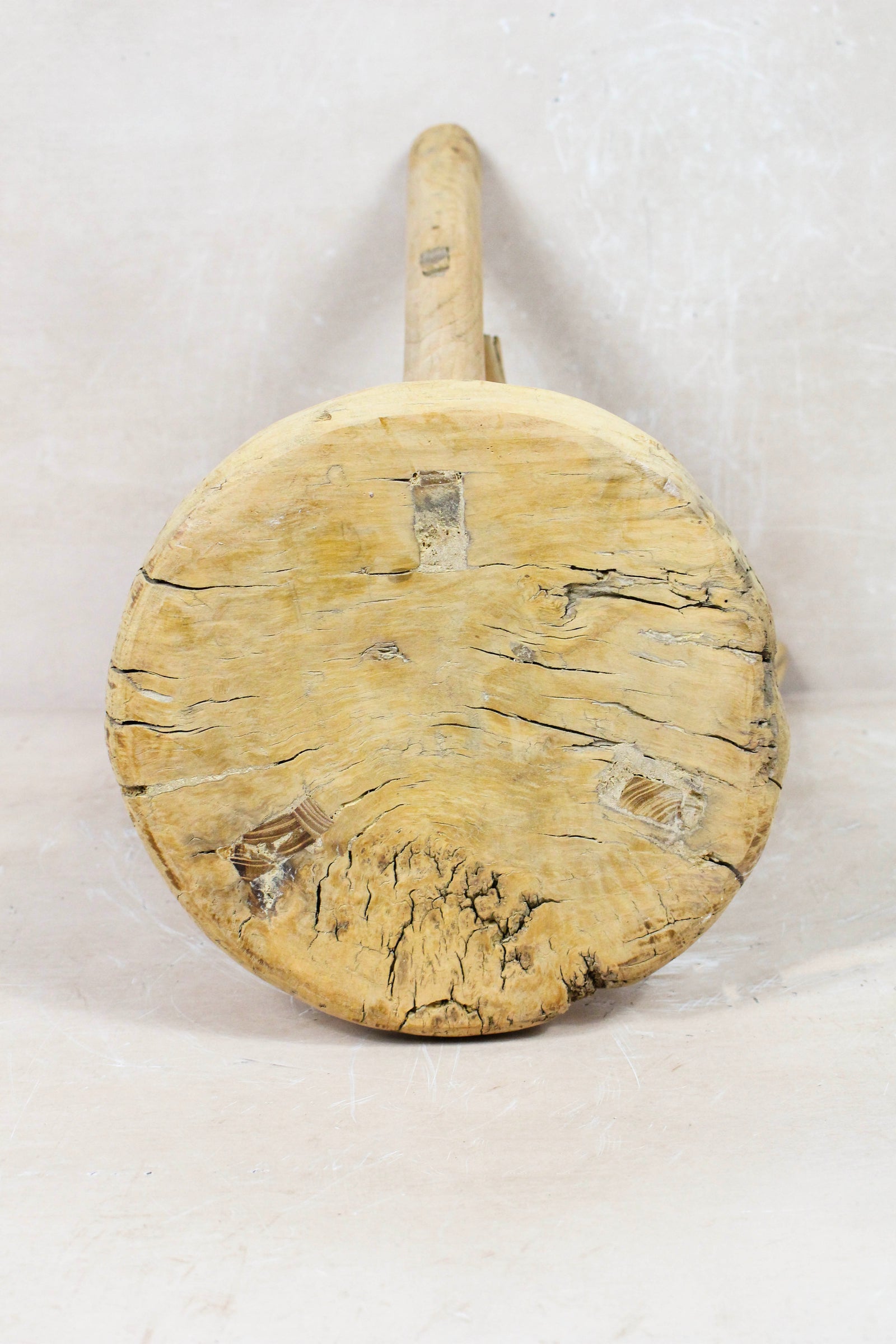 Vintage Rustic Round Stool - Elm wood - 131