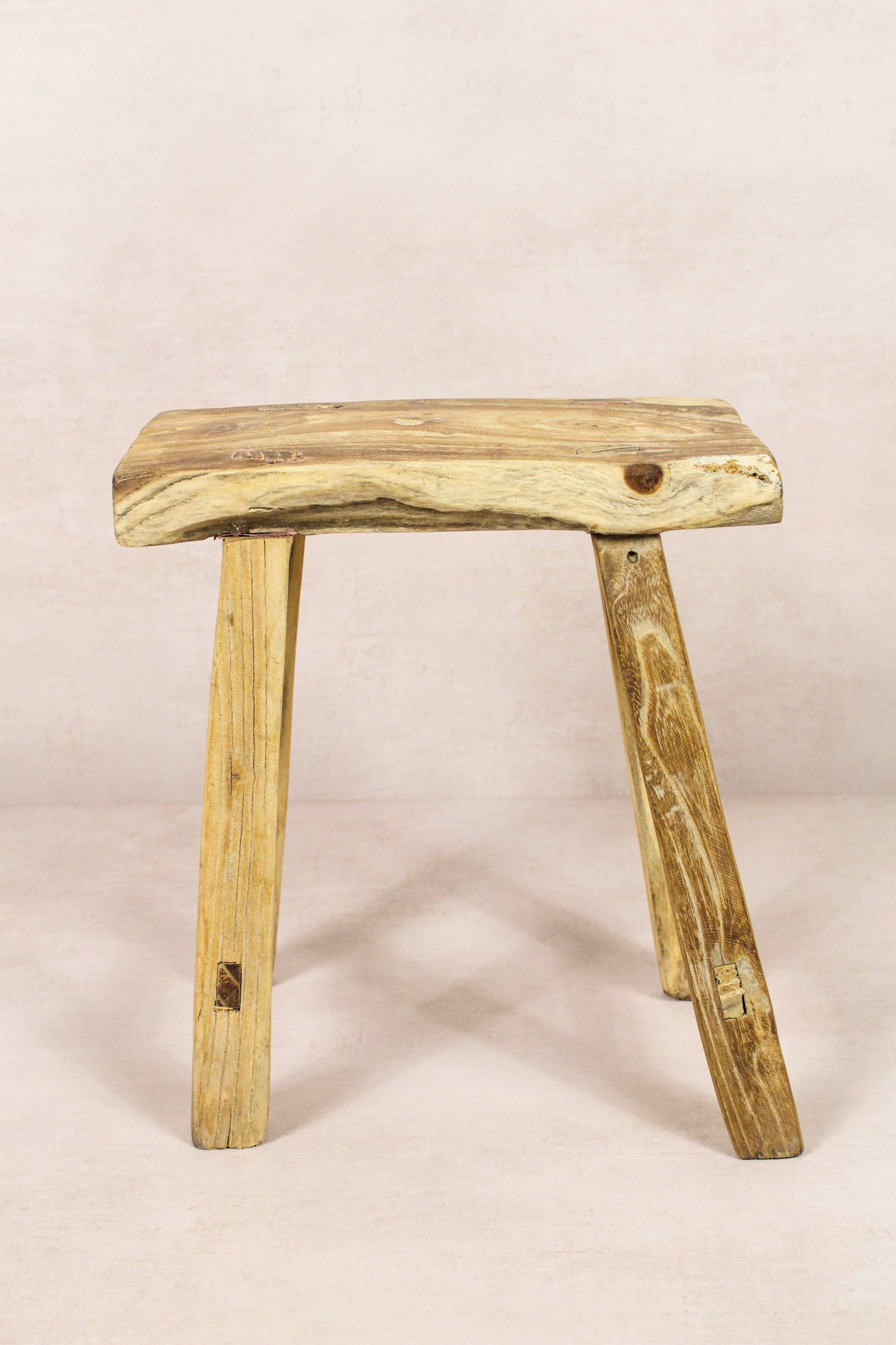 Small vintage rustic reclaimed elm wood stool 142 – Botanical Boys