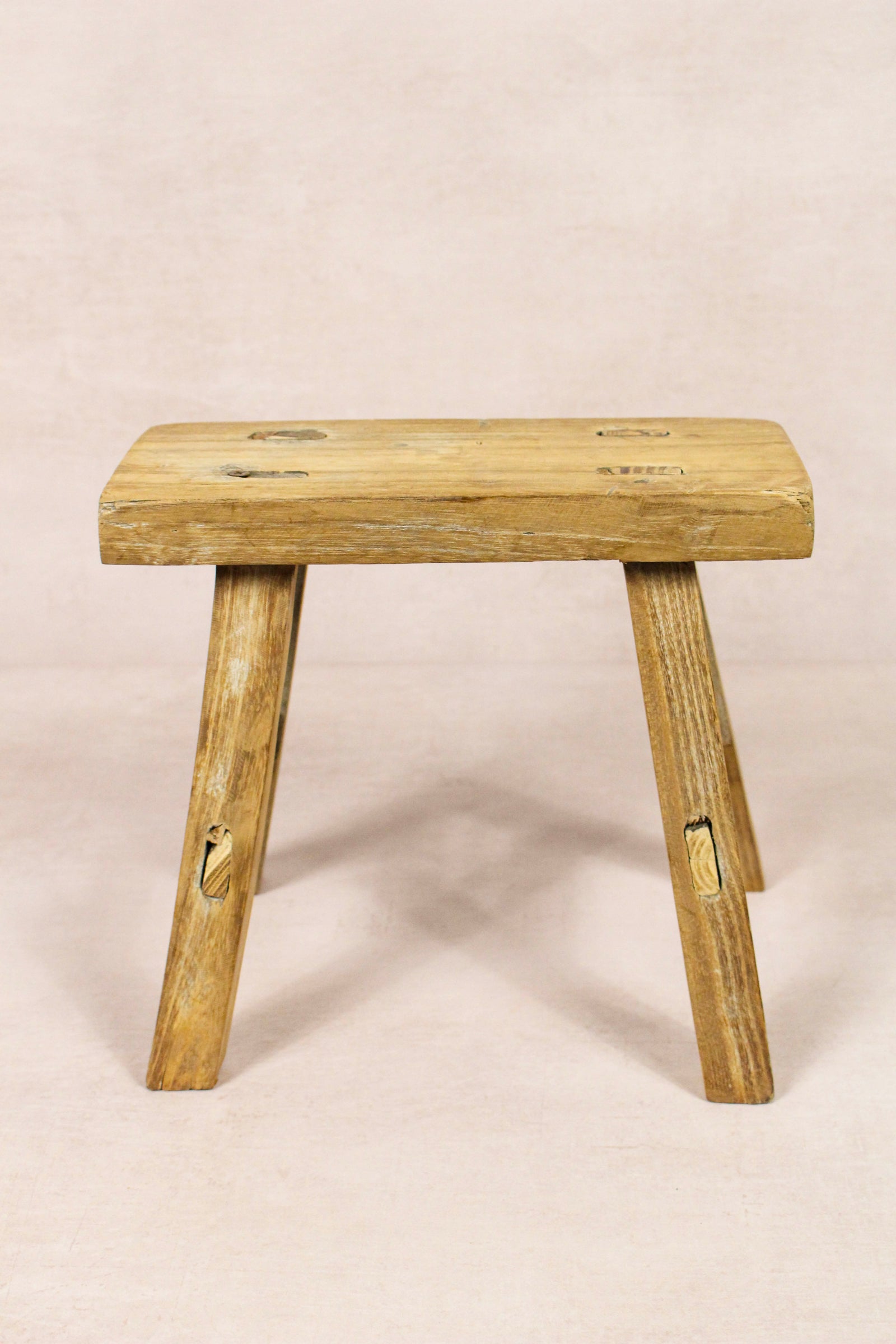 Small vintage rustic reclaimed elm wood stool 147 – Botanical Boys