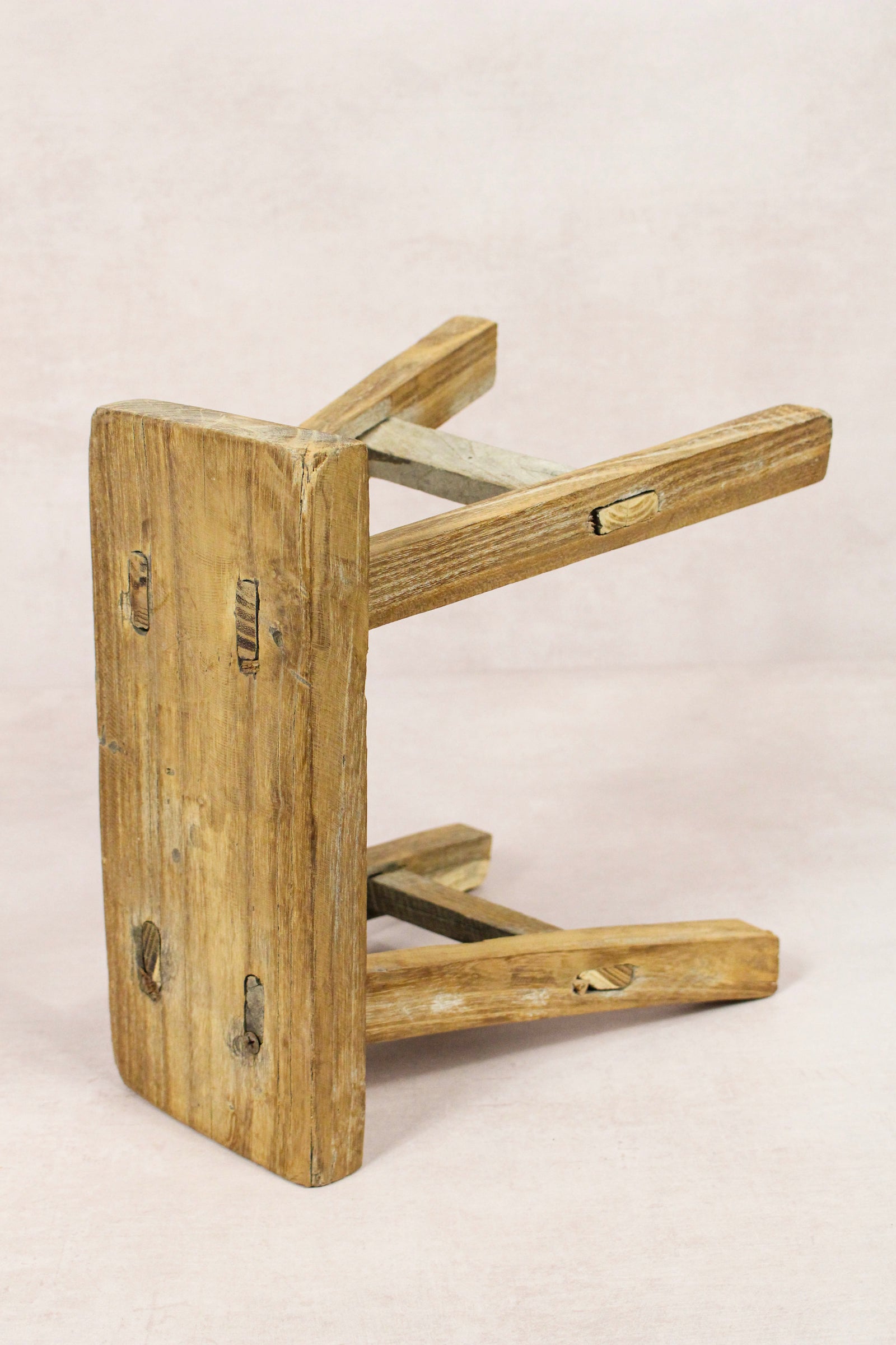 Small vintage rustic reclaimed elm wood stool 147 – Botanical Boys