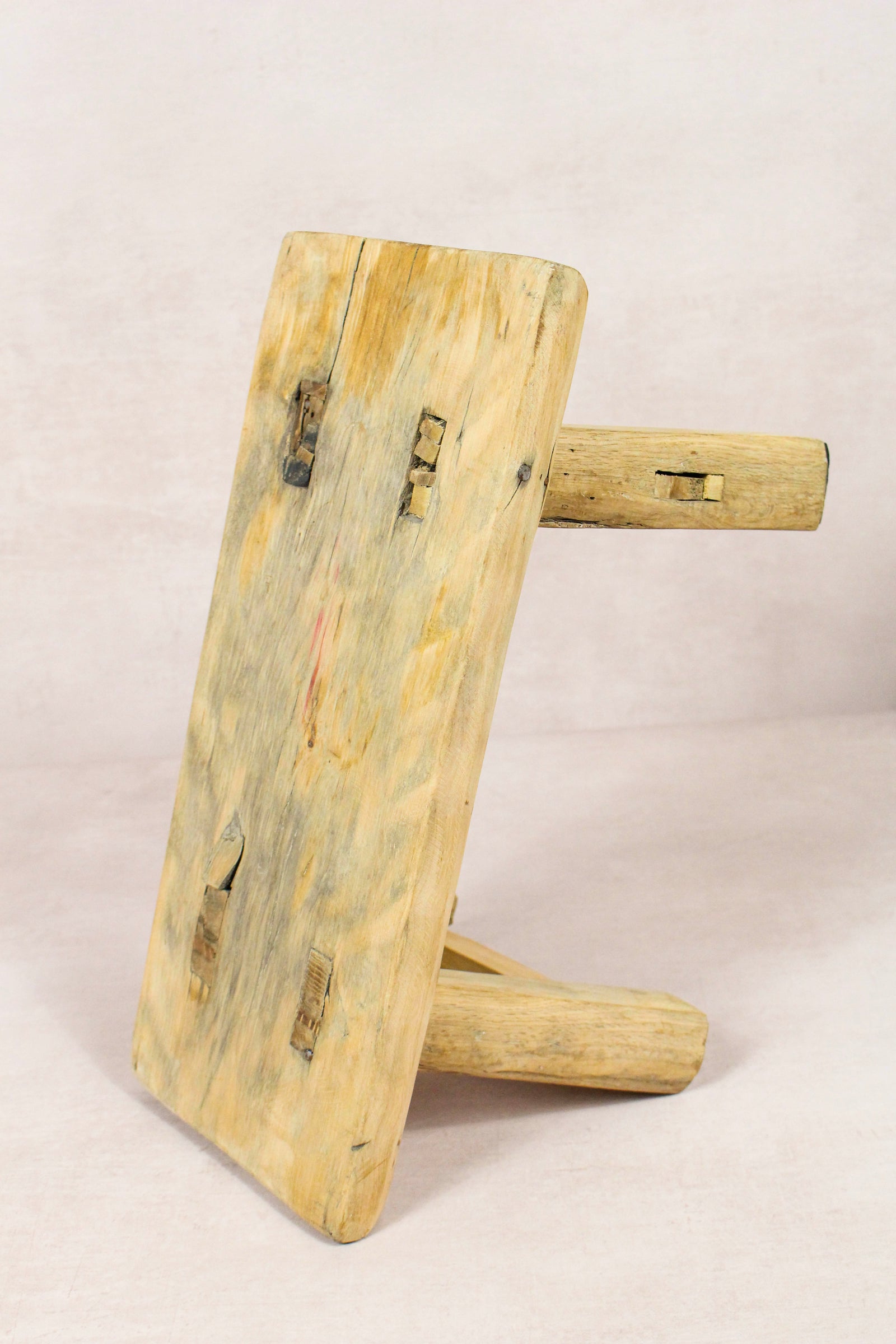 Small vintage rustic reclaimed elm wood stool 148 – Botanical Boys