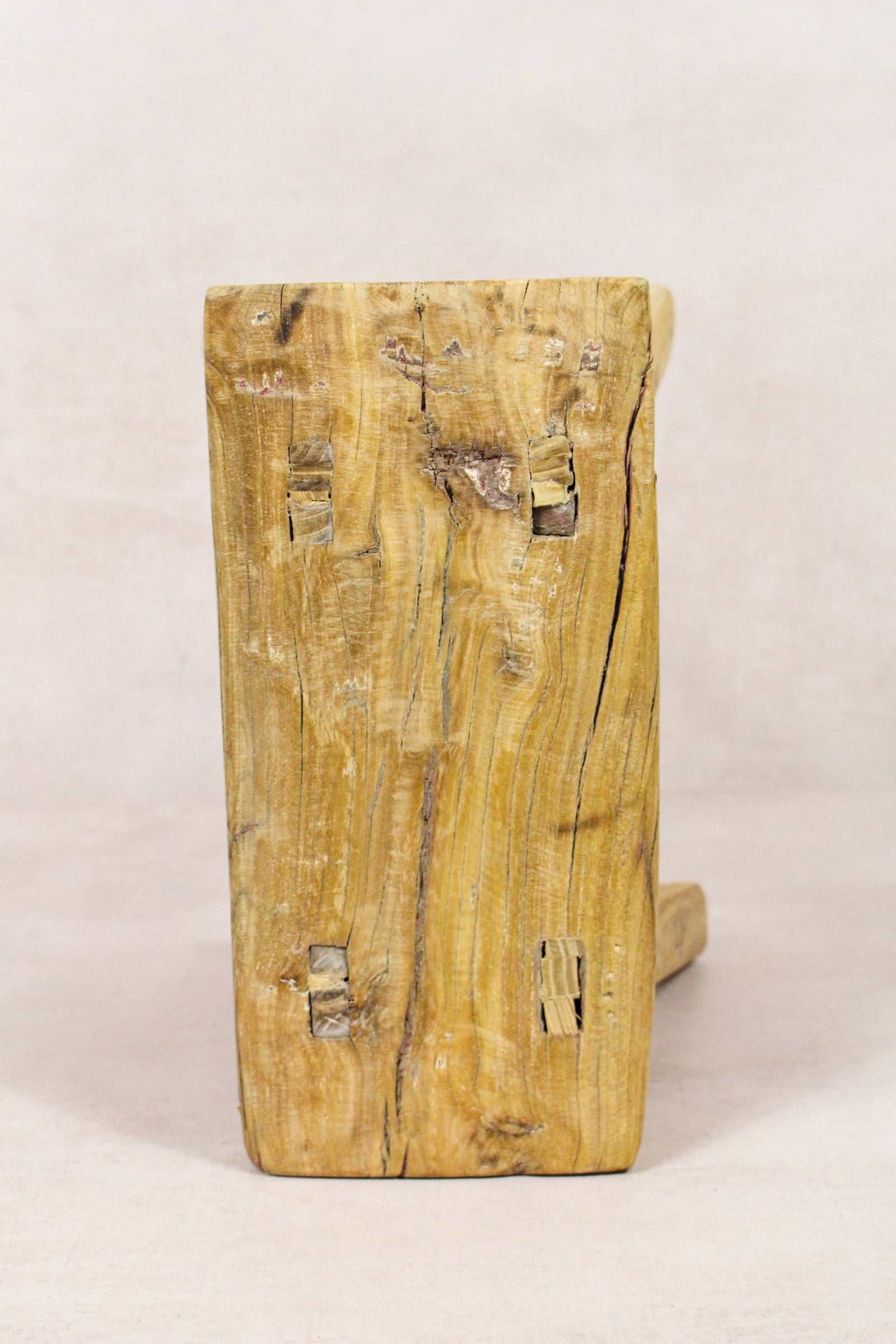 Small vintage rustic reclaimed elm wood stool 149 – Botanical Boys