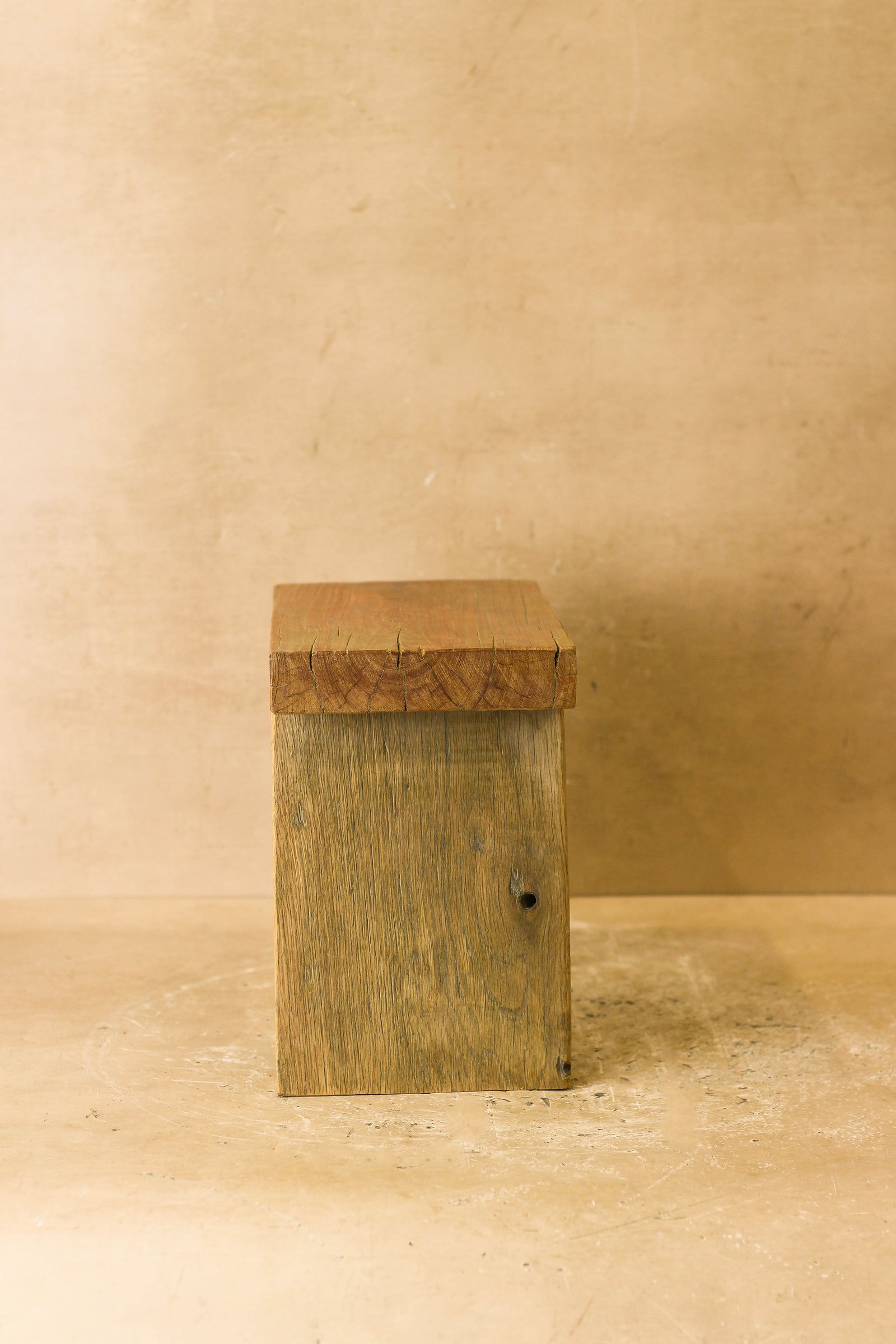 Vintage Rustic Square Elm Wood Stool - Small - No 1