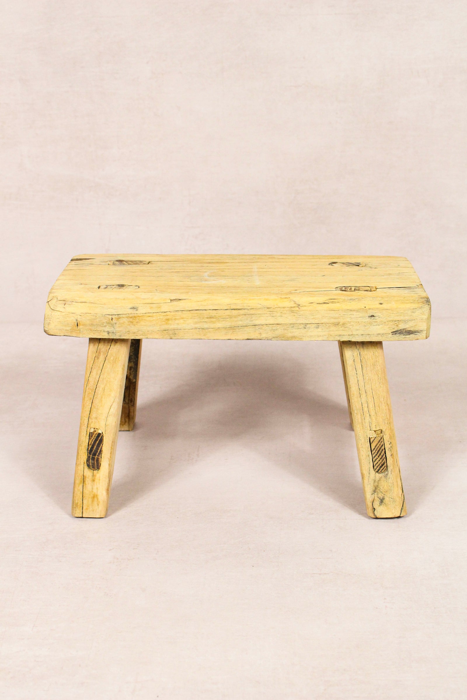 Small vintage rustic reclaimed elm wood stool 153 – Botanical Boys