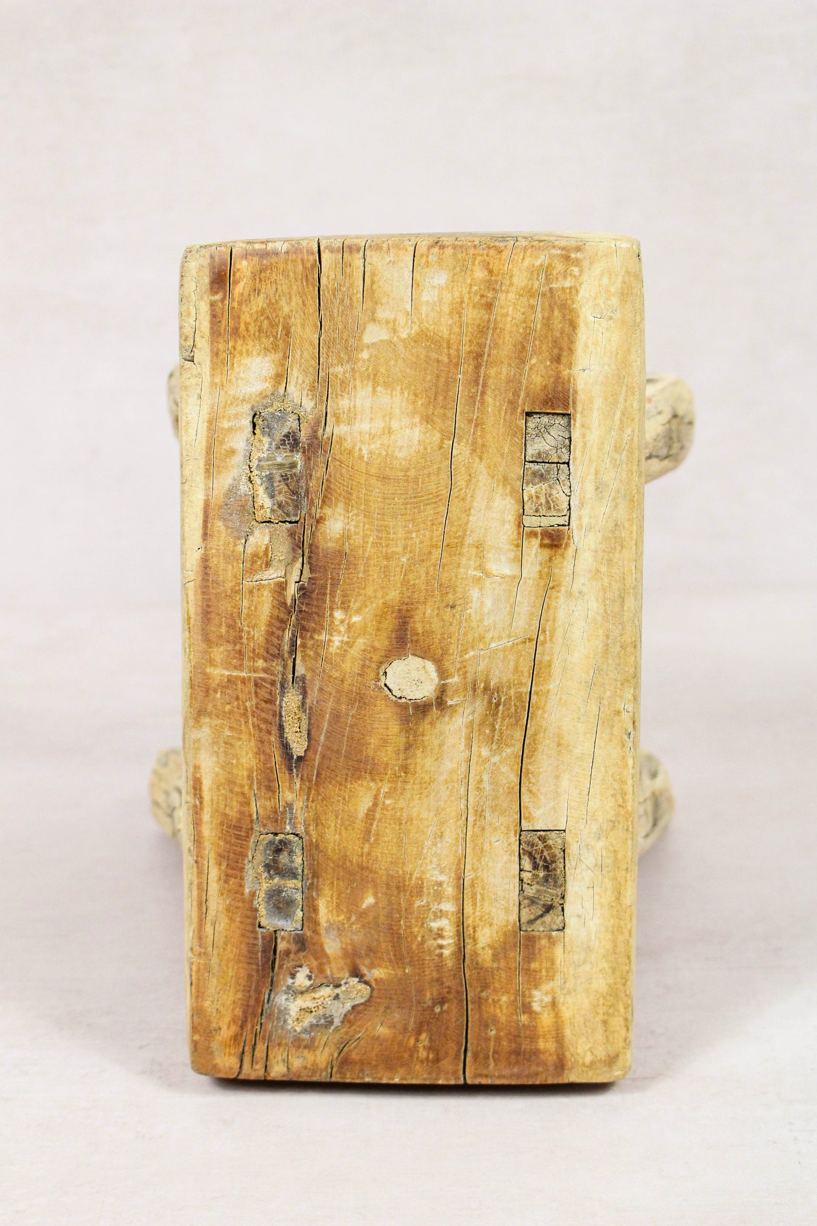 Small vintage rustic reclaimed elm wood stool 157 – Botanical Boys