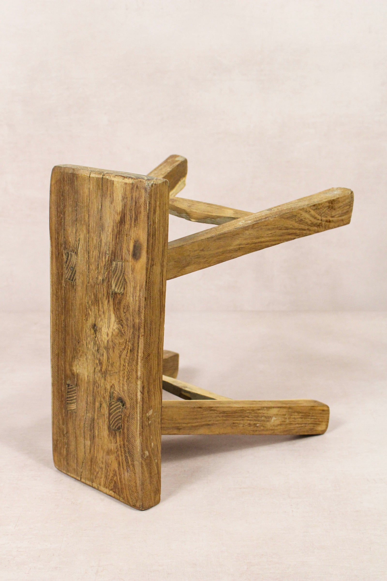Small vintage rustic reclaimed elm wood stool 159 – Botanical Boys