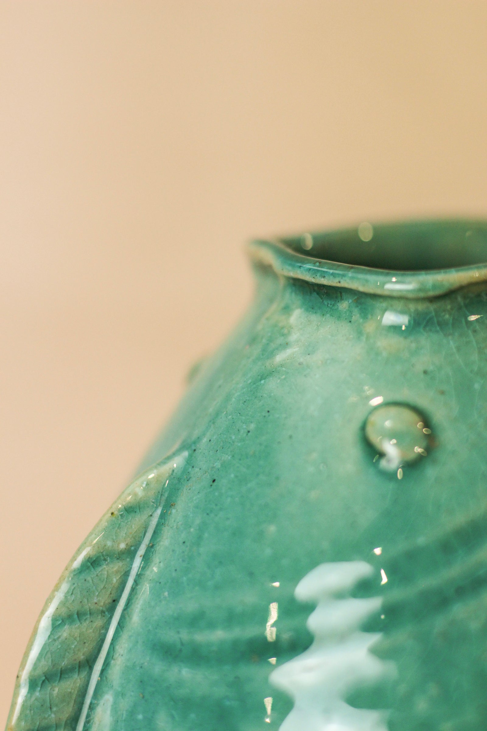 Vintage Turquoise Twin Fish Vase - No 1