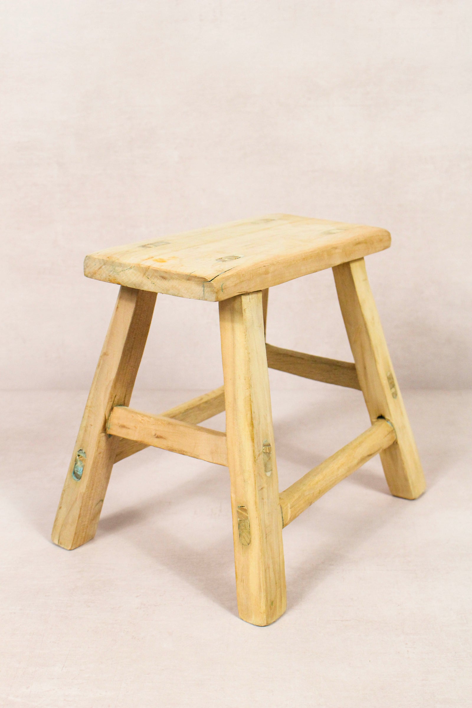Small vintage rustic reclaimed elm wood stool 163 – Botanical Boys