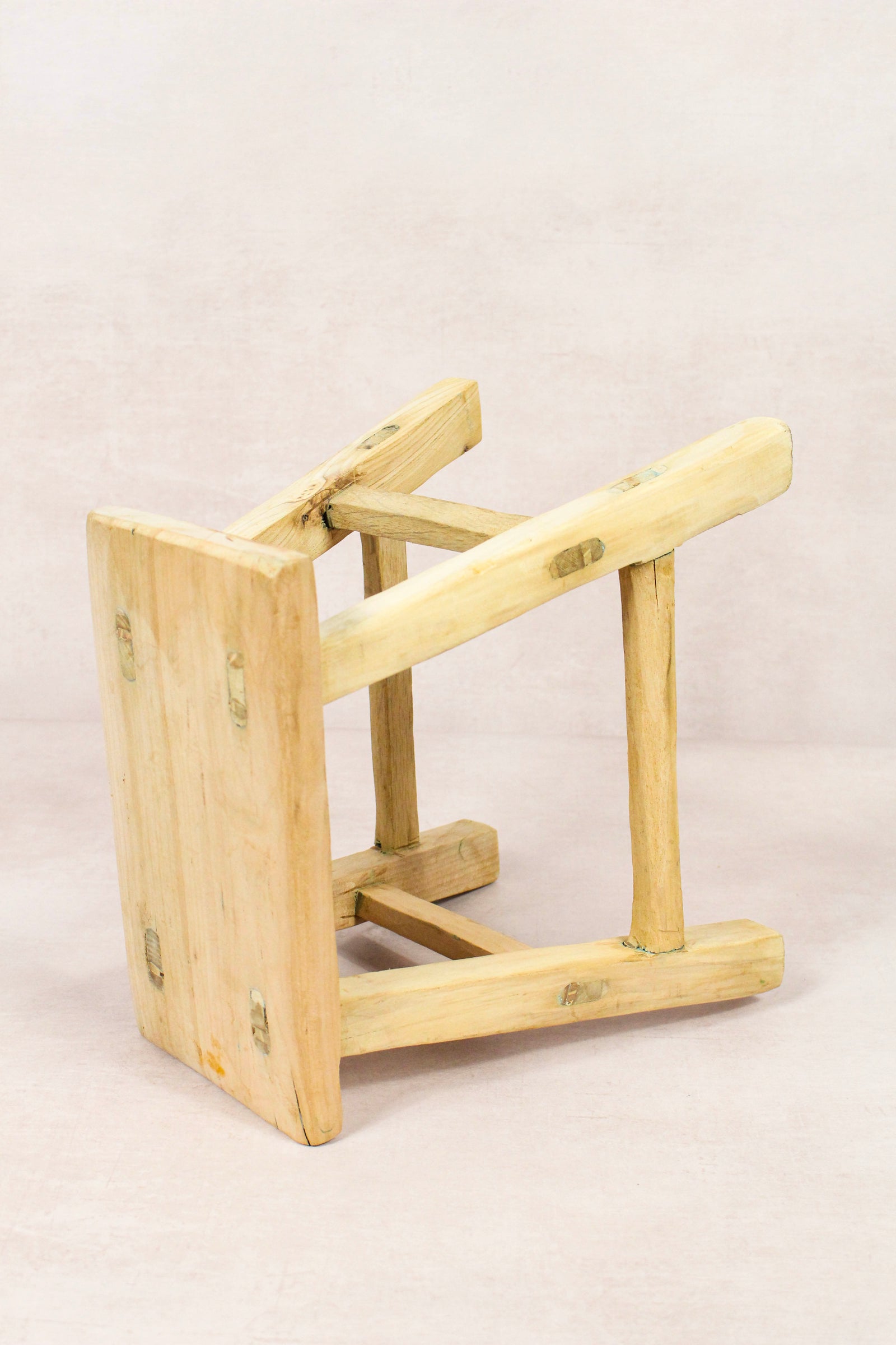 Small vintage rustic reclaimed elm wood stool 163 – Botanical Boys