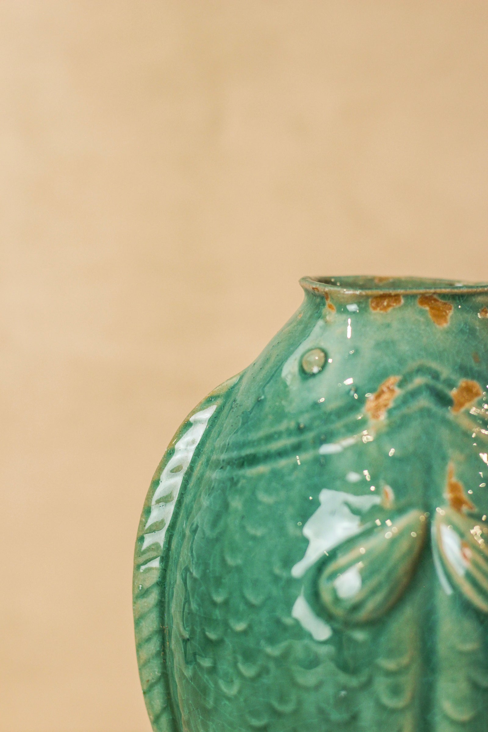 Vintage Turquoise Twin Fish Vase - No 2