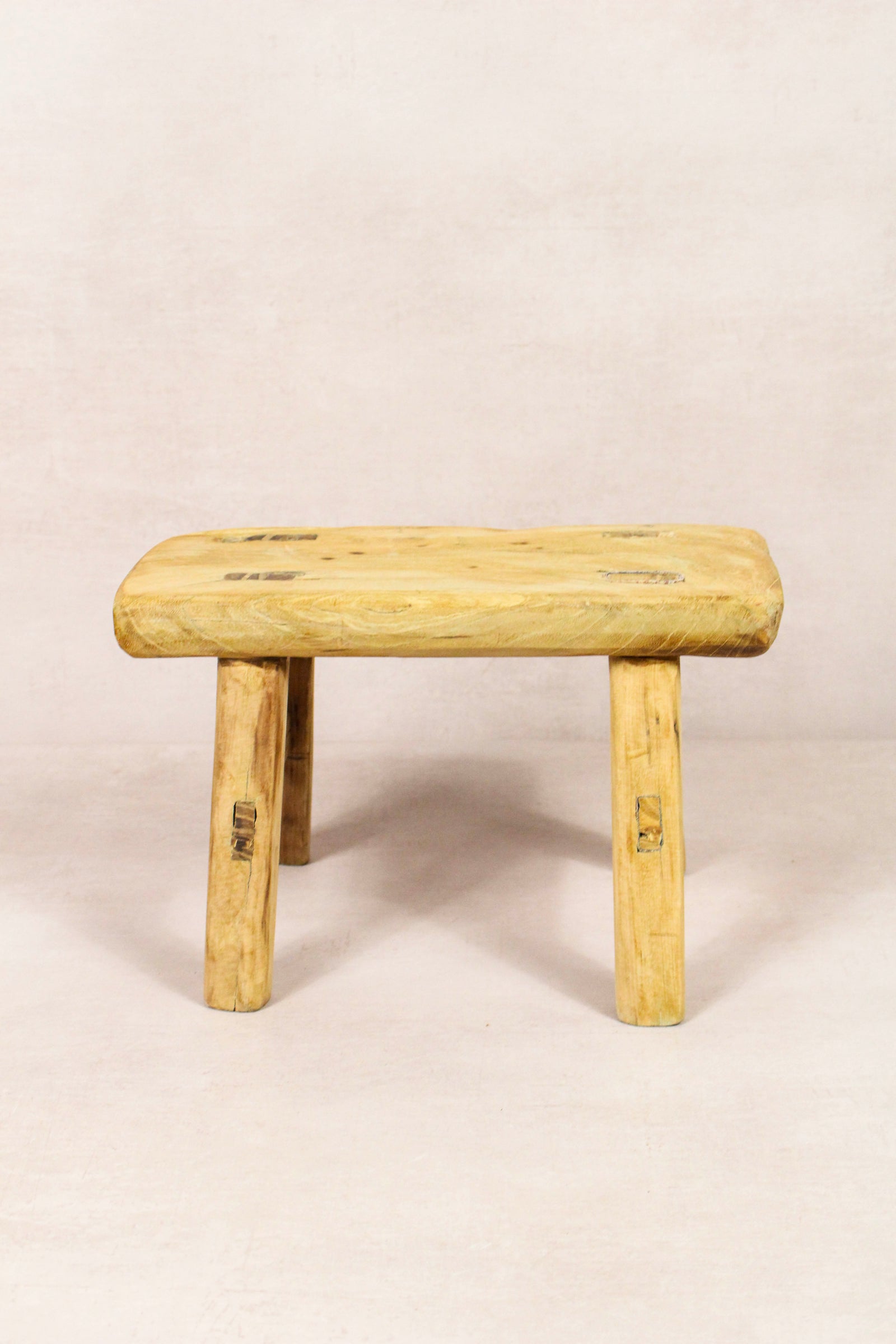 Small vintage rustic reclaimed elm wood stool 214 – Botanical Boys
